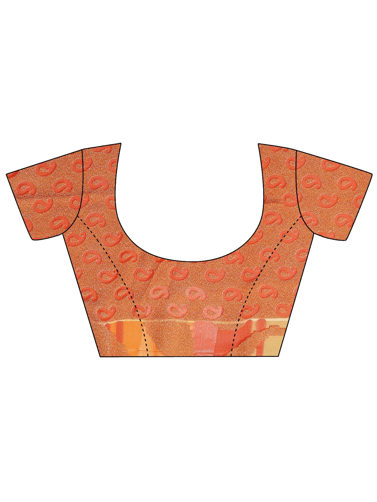 Orange Printed Georgette Saree With Unstitched Blouse Piece