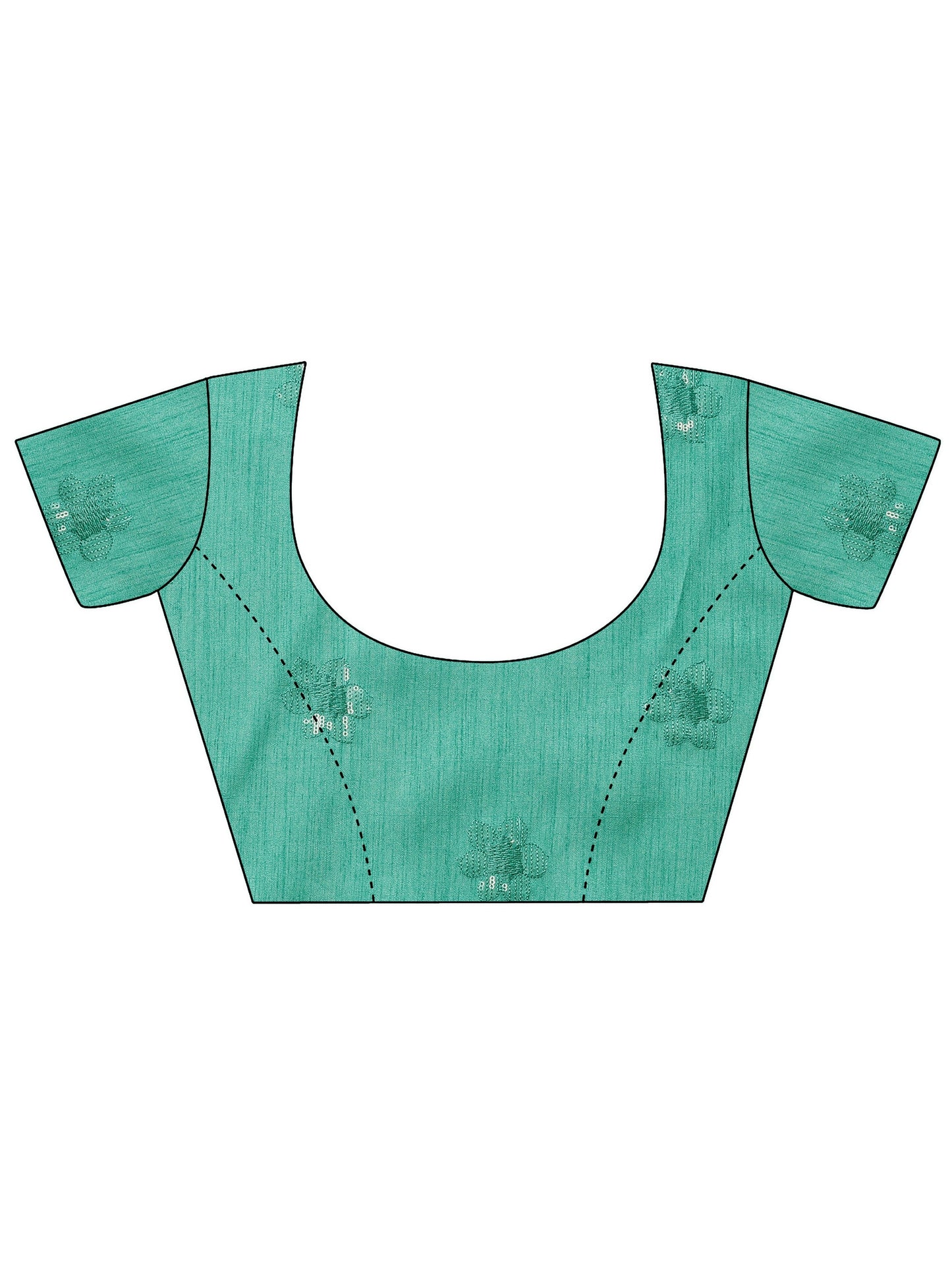 Turquoise Blue Embroidered Organza Saree With Unstitched Blouse Piece