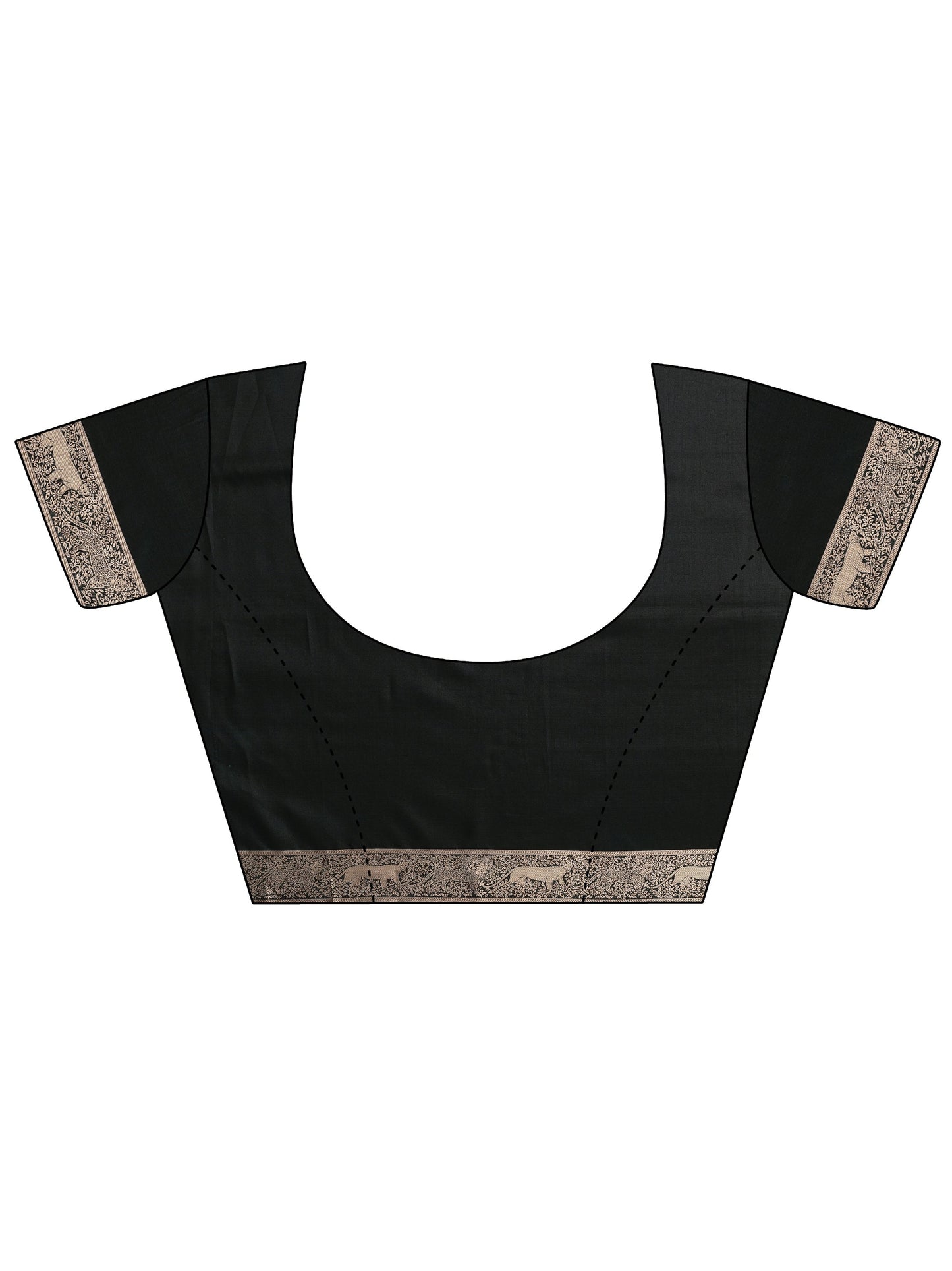 Tan Printed Silk Blend Sarees With Unstitched Blouse Piece