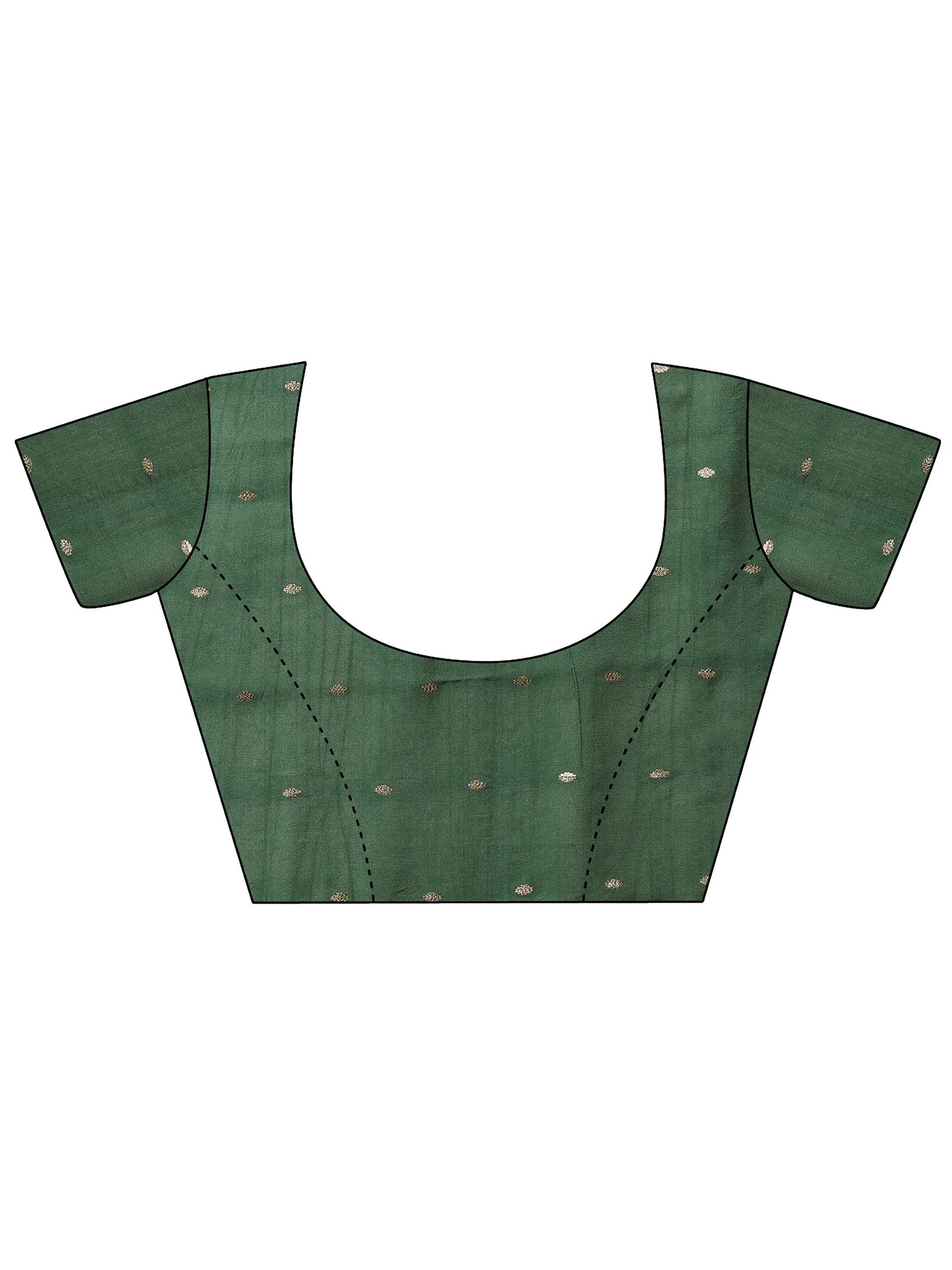 Green Printed Silk Blend Sarees With Unstitched Blouse Piece