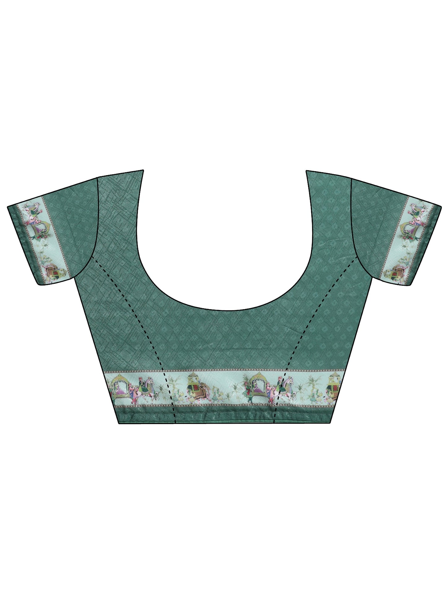 Blue Printed Silk Blend Sarees With Unstitched Blouse Piece