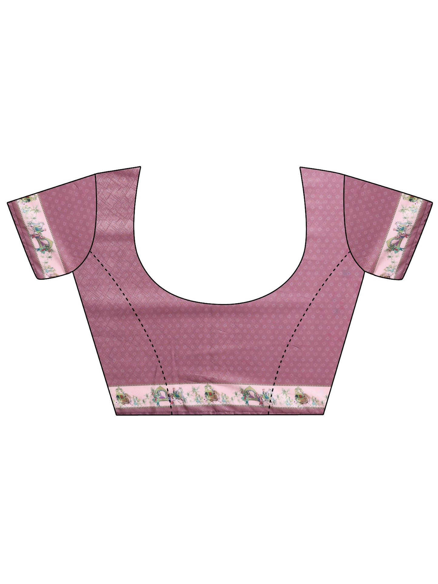 Pink Printed Silk Blend Sarees With Unstitched Blouse Piece