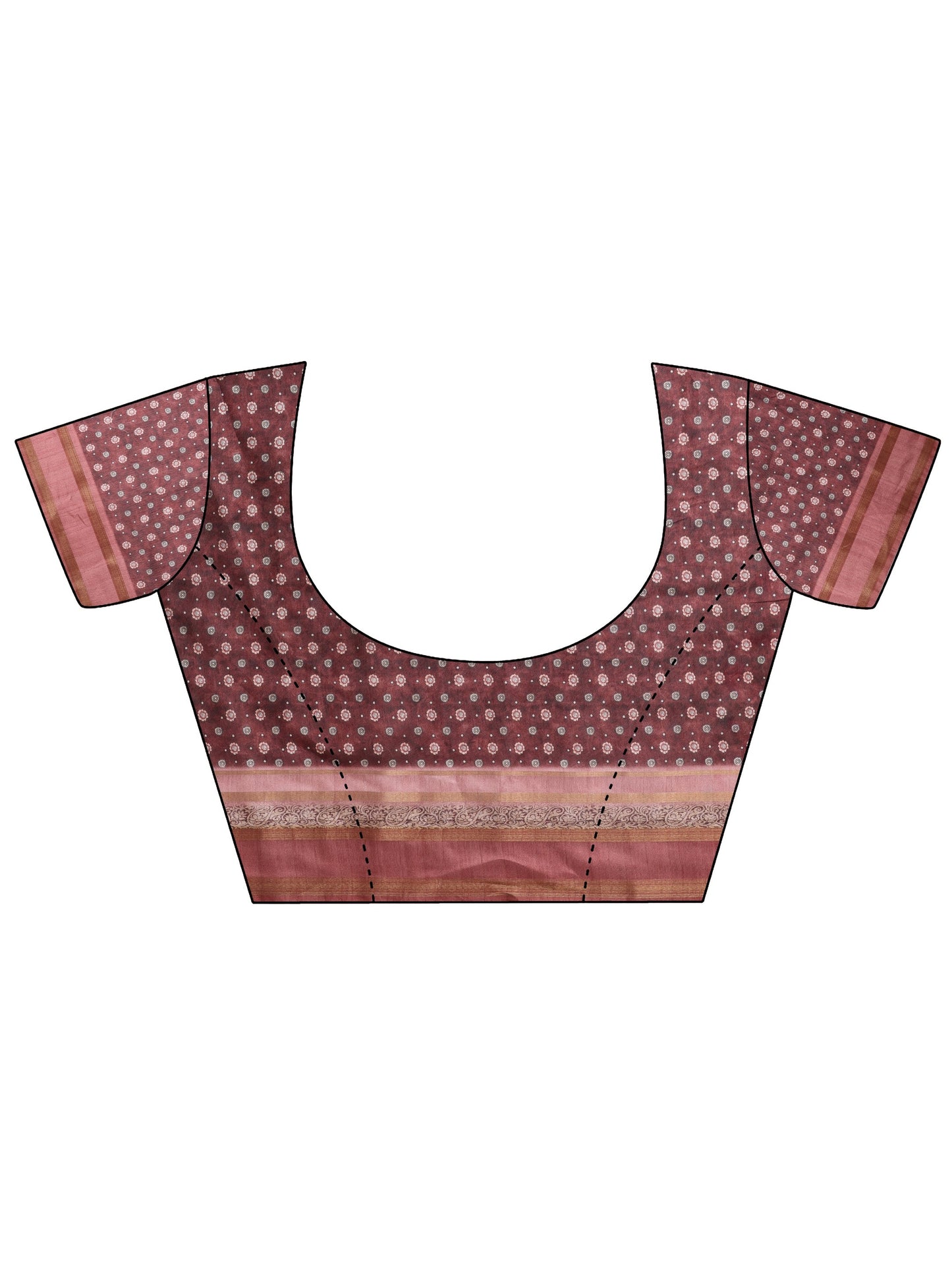 Pink Printed Silk Blend Sarees With Unstitched Blouse Piece