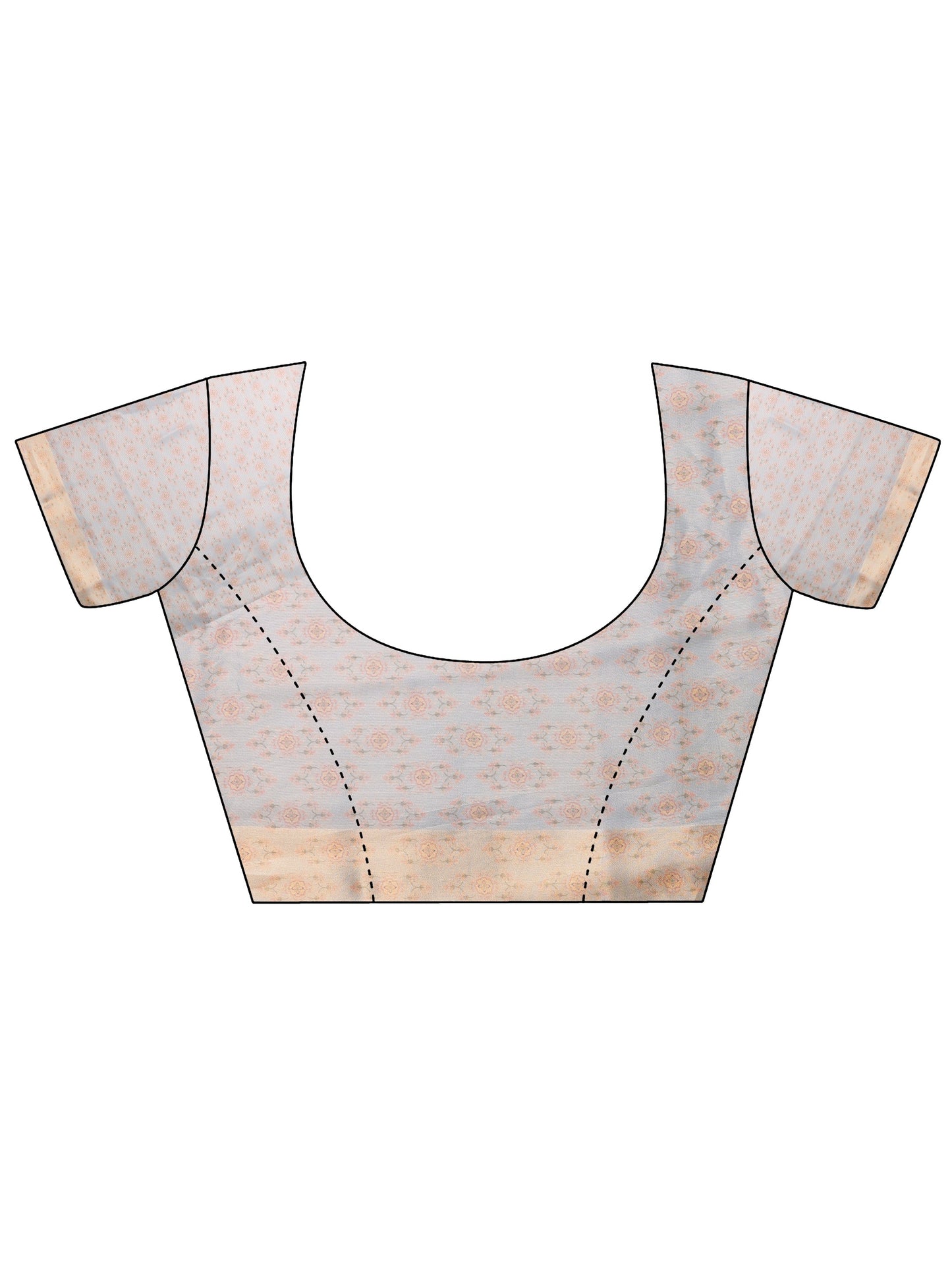 Blue Printed Nylon Sarees With Unstitched Blouse Piece