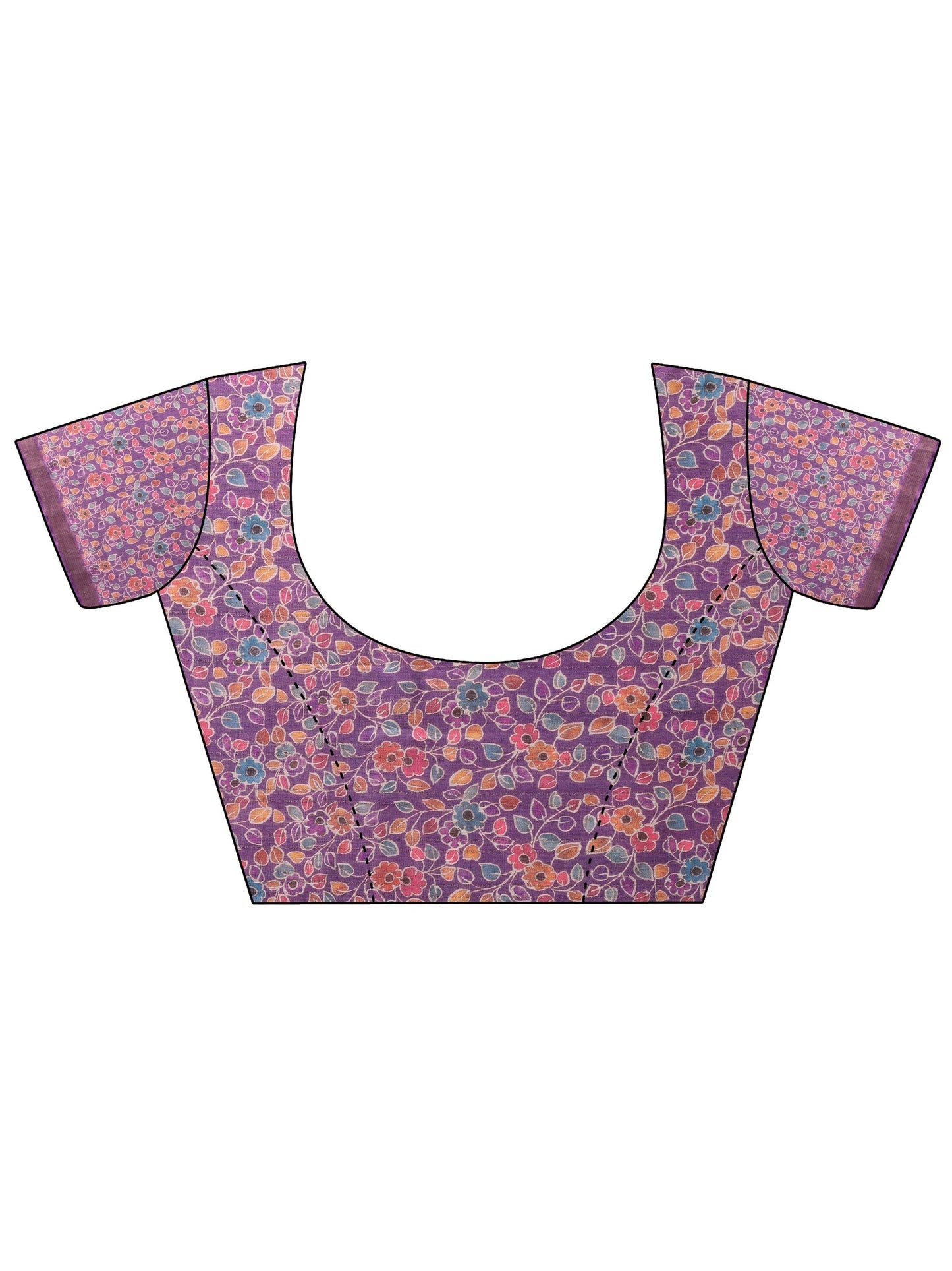 Mauve Printed Silk Blend Sarees With Unstitched Blouse Piece