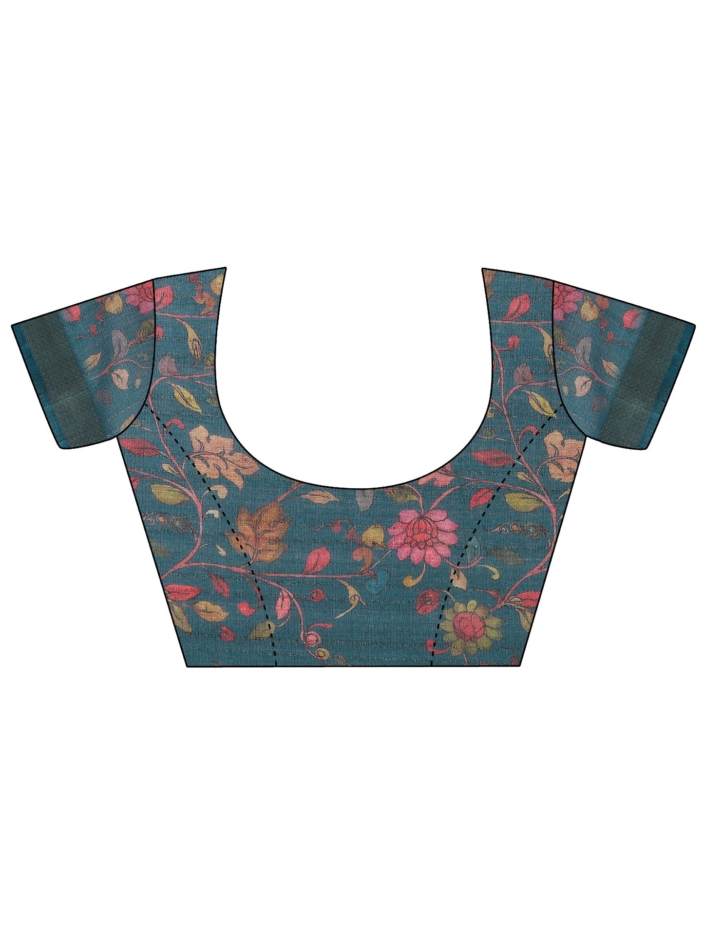 Olive Printed Silk Blend Sarees With Unstitched Blouse Piece