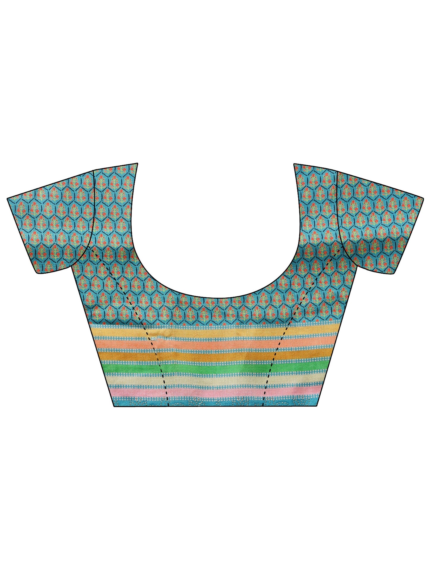 Turquoise blue Embellished Chinon Saree With Unstitched Blouse Piece