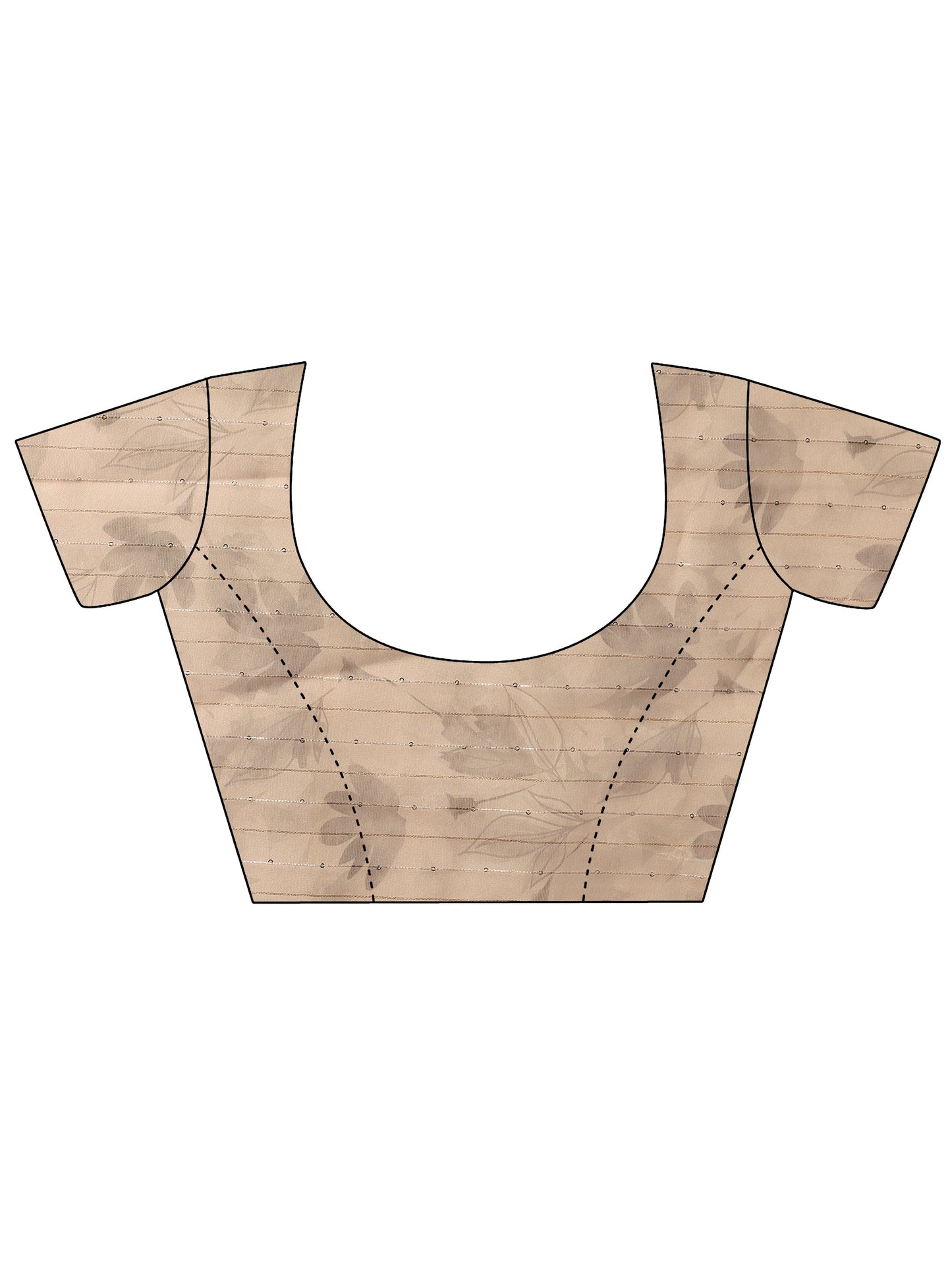 Peach Printed Nylon Saree With Unstitched Blouse Piece