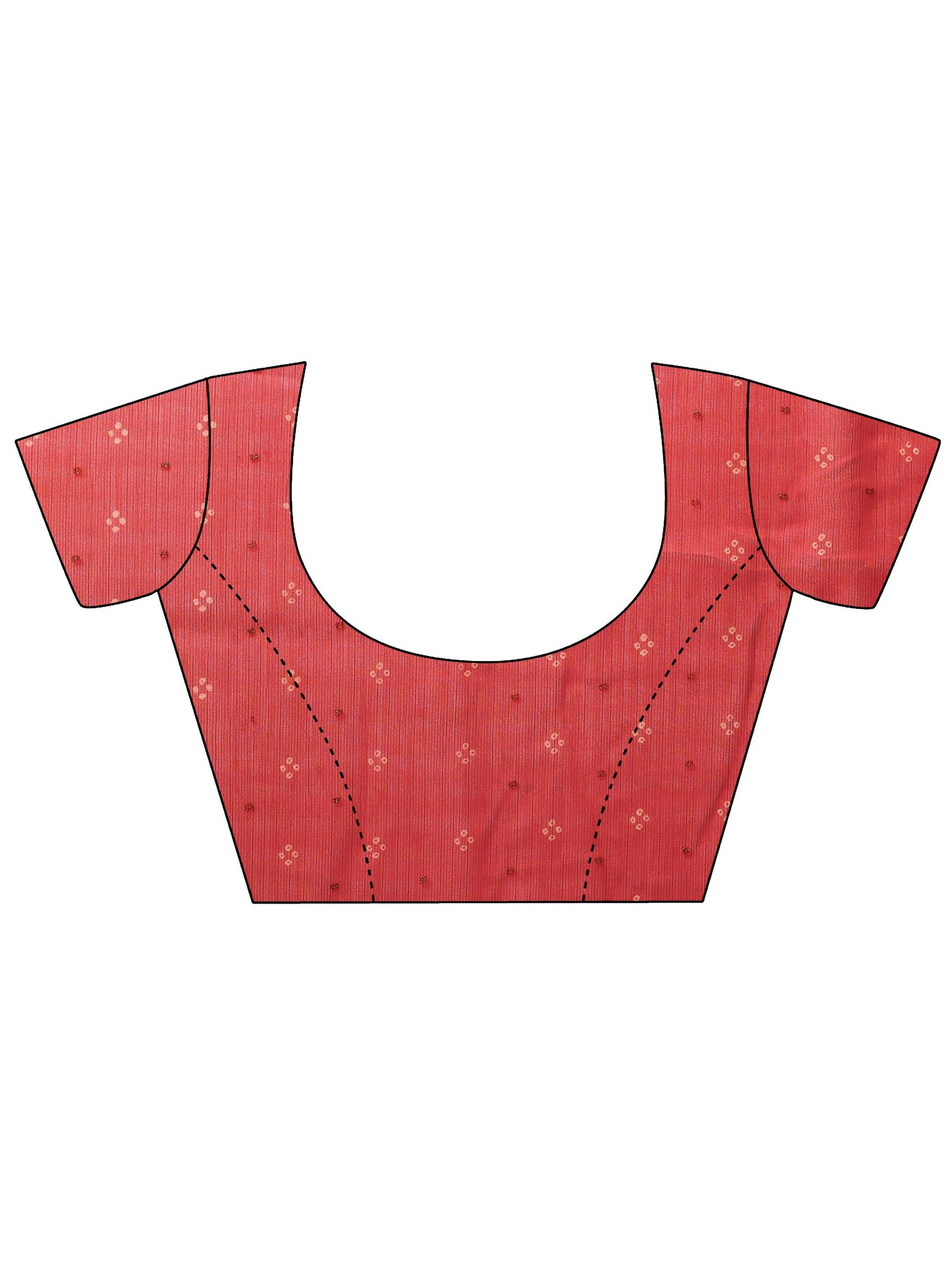 Red Bandhani Printed Chiffon Saree With Unstitched Blouse Piece