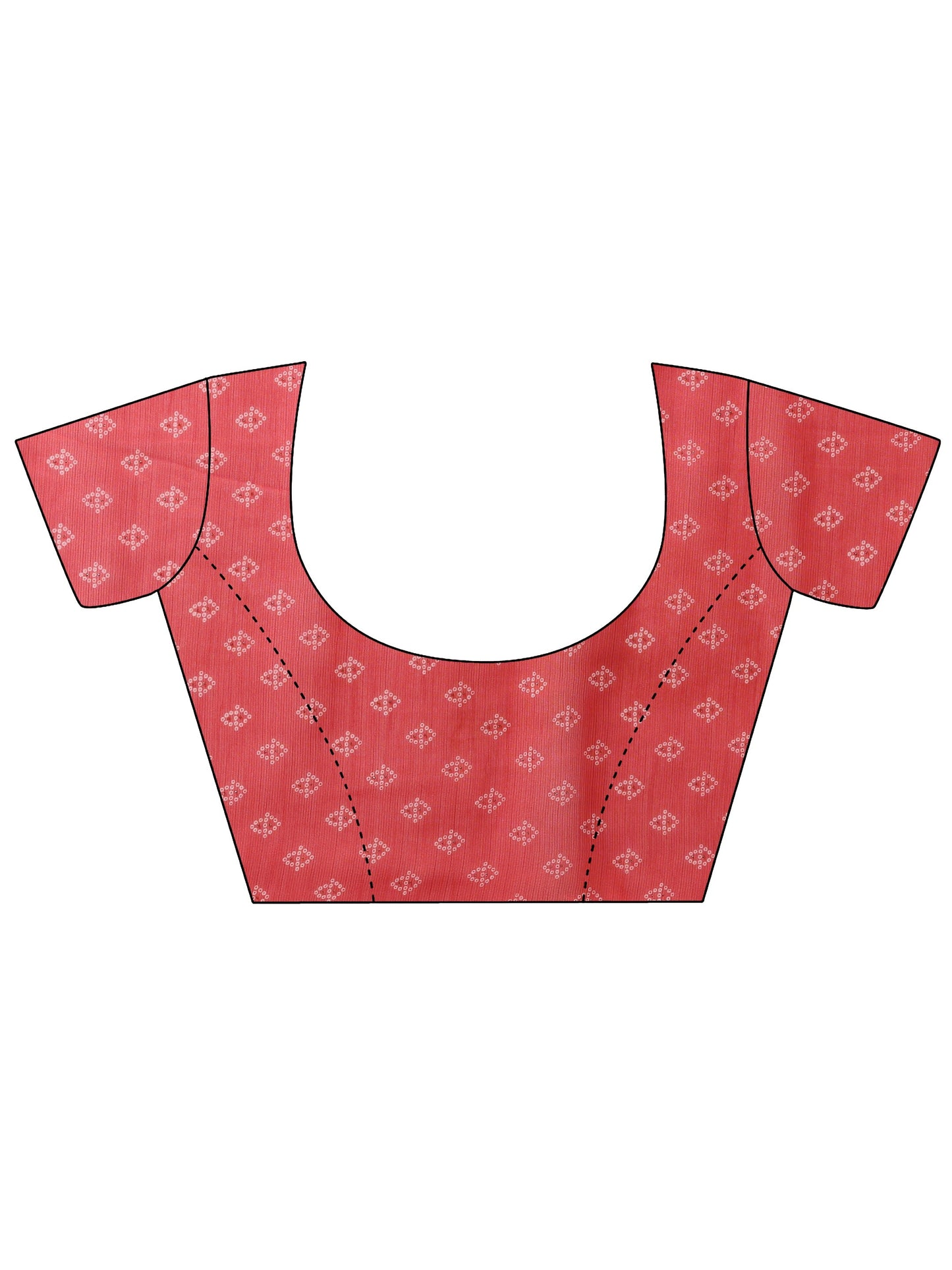 Red Bandhani Printed Chiffon Saree With Unstitched Blouse Piece