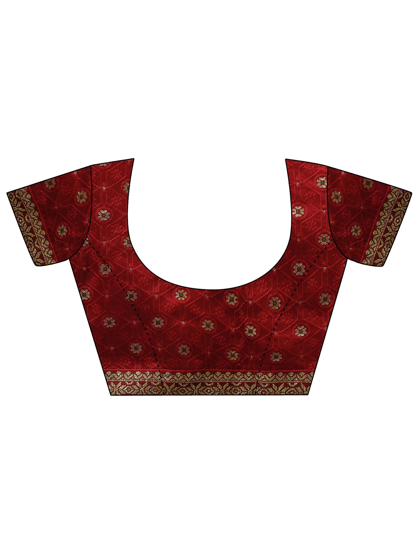 Red Bandhani Printed Georgette Saree With Unstitched Blouse Piece