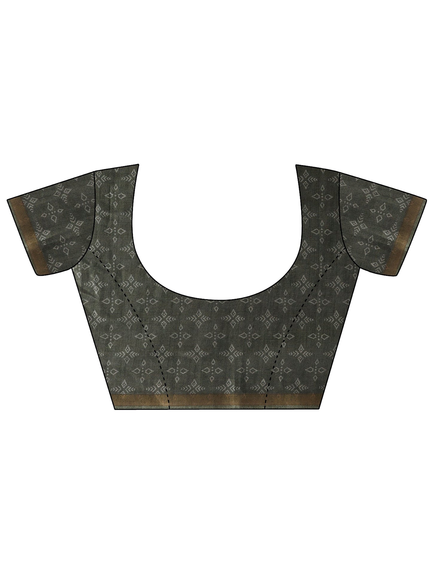 Purple Printed cotton blend Saree With Unstitched Blouse Piece