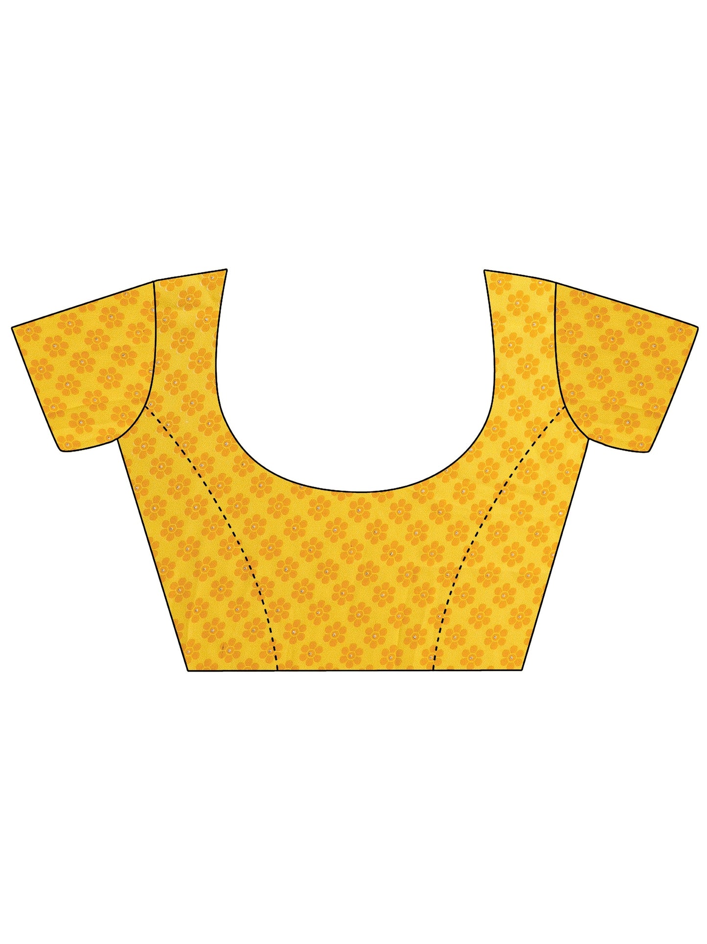 Yellow Leheriya Printed Georgette Saree With Unstitched Blouse Piece