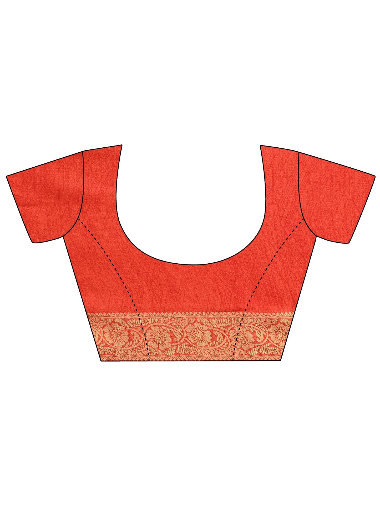 Orange Printed Georgette Saree With Unstitched Blouse Piece