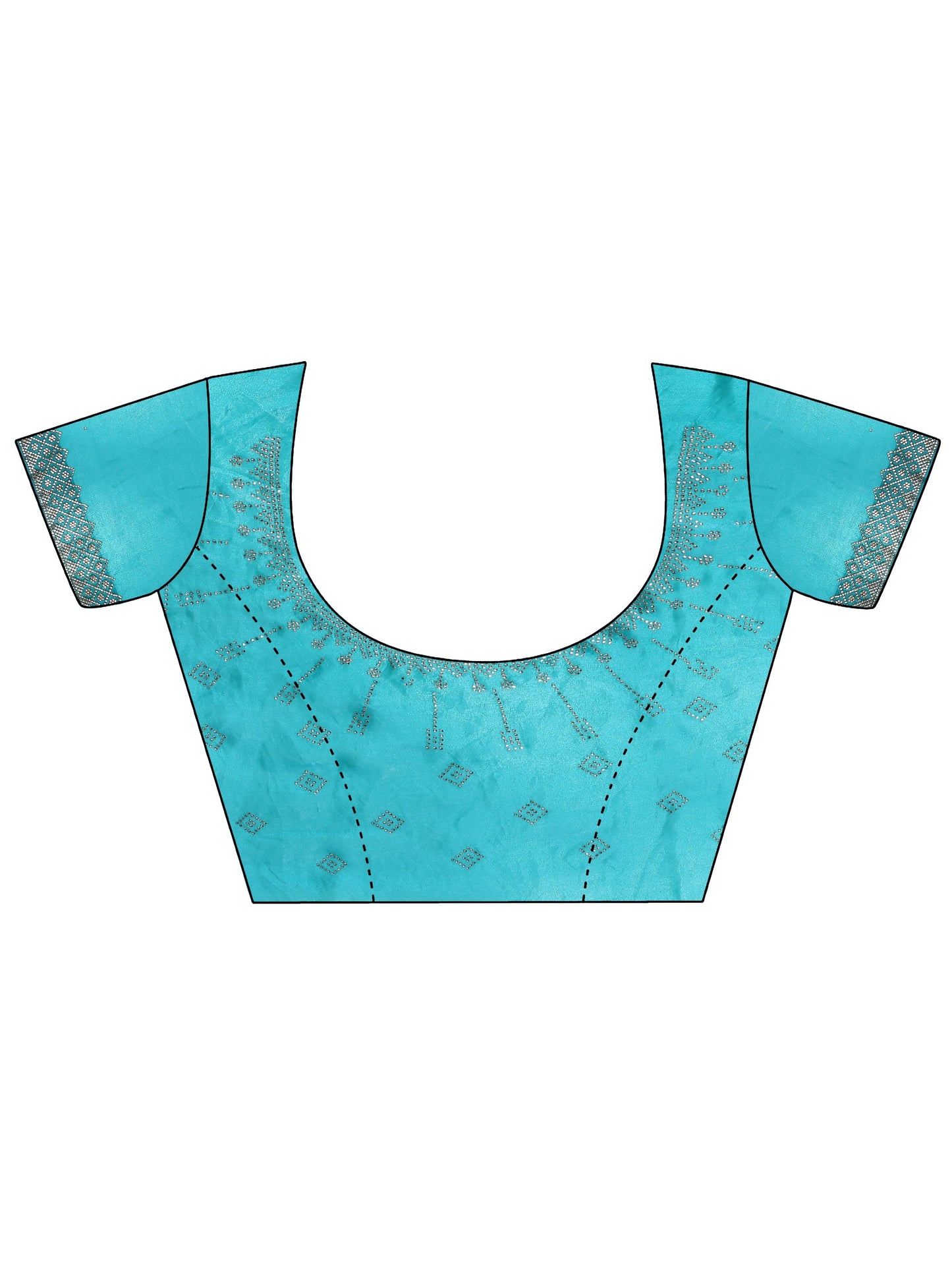 Blue Embellished Organza Sarees With Unstitched Blouse Piece