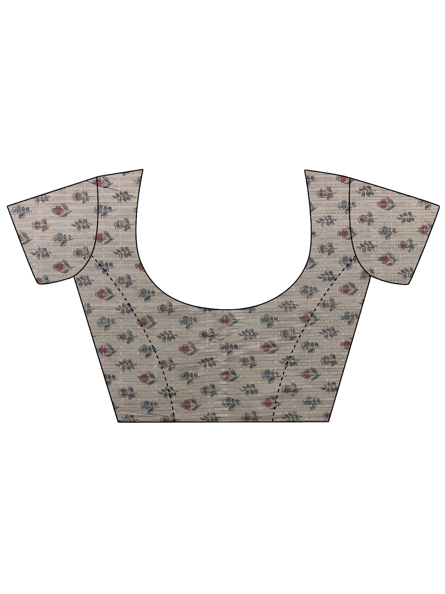 Beige Printed Silk Blend Sarees With Unstitched Blouse Piece