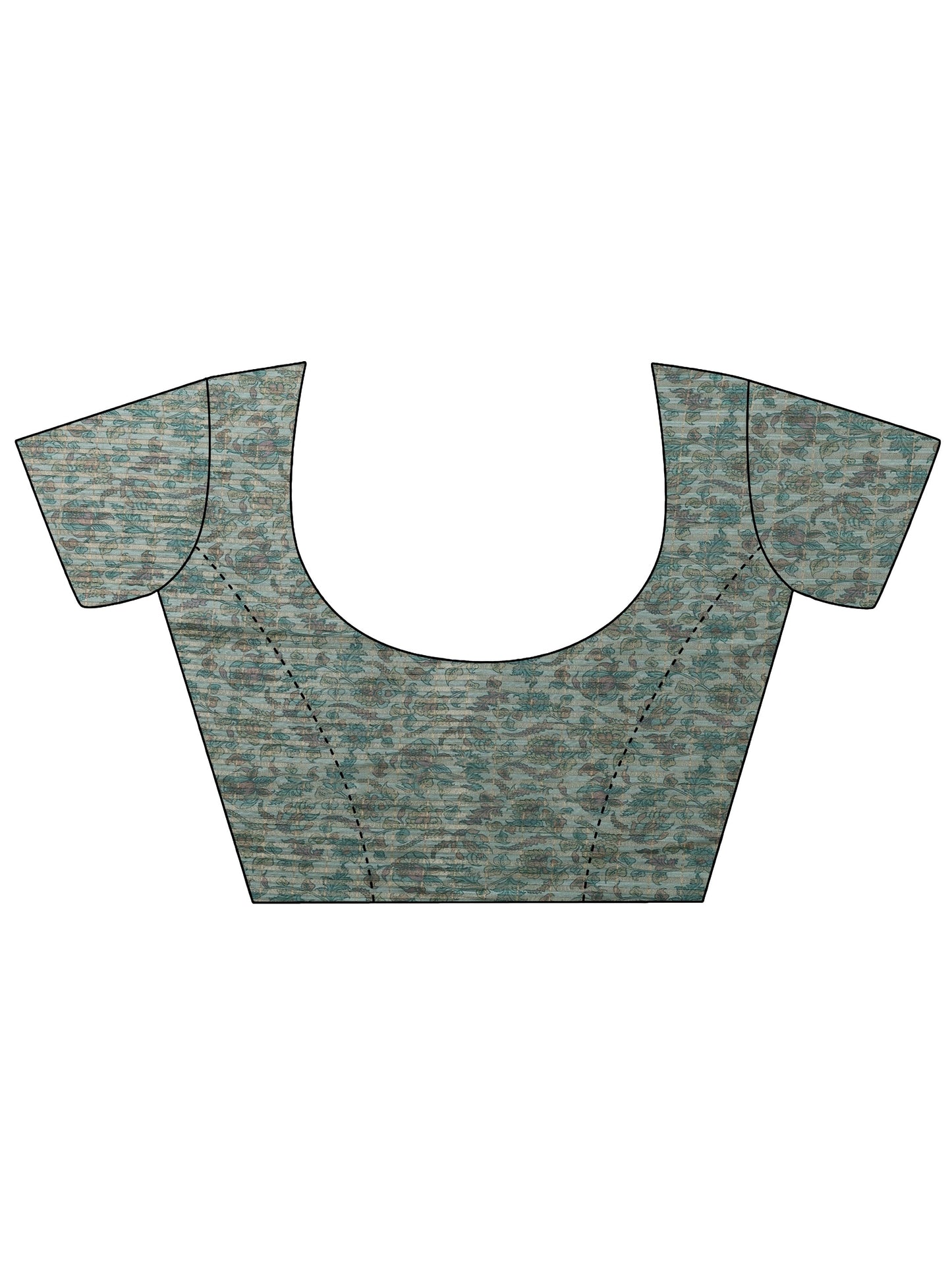 Green Printed Silk Blend Sarees With Unstitched Blouse Piece