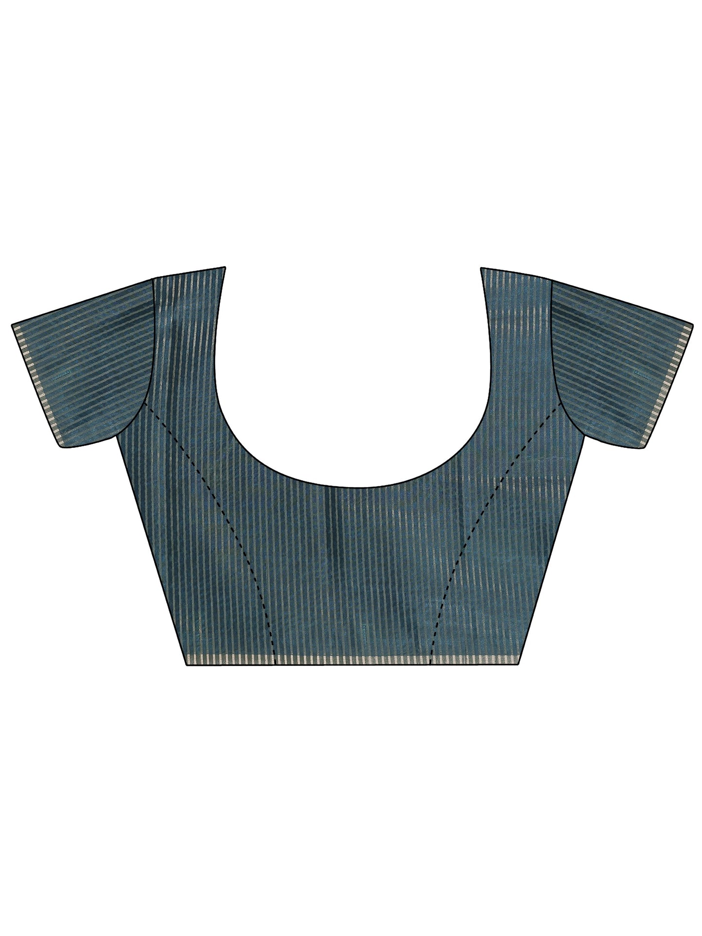 Blue Printed Silk Blend Sarees With Unstitched Blouse Piece