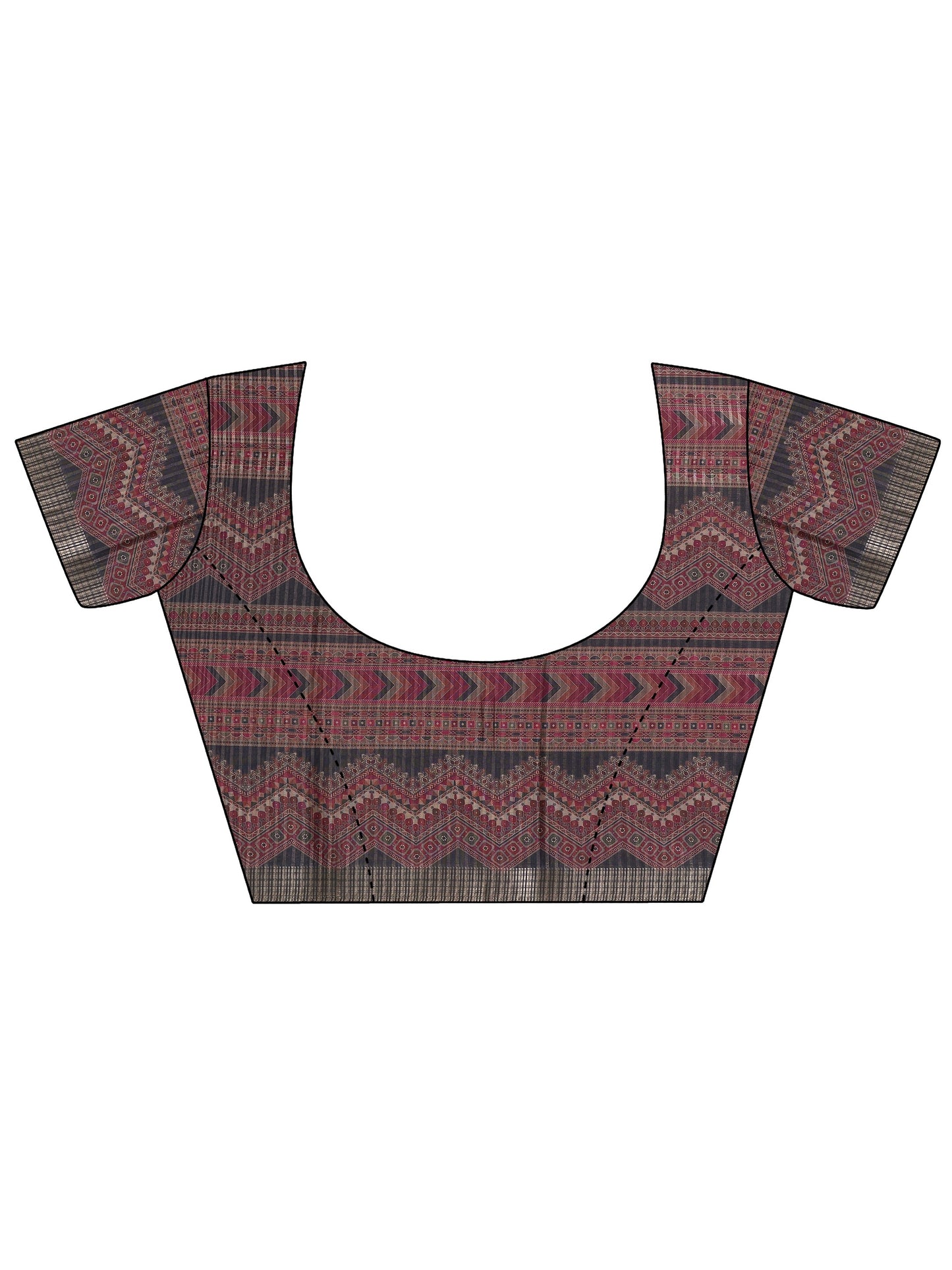 Black Printed Silk Blend Sarees With Unstitched Blouse Piece