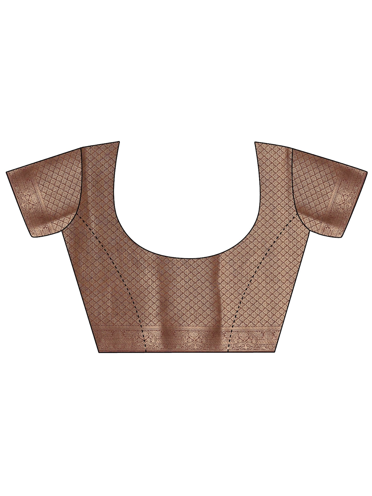 Brown Printed Silk Blend Sarees With Unstitched Blouse Piece