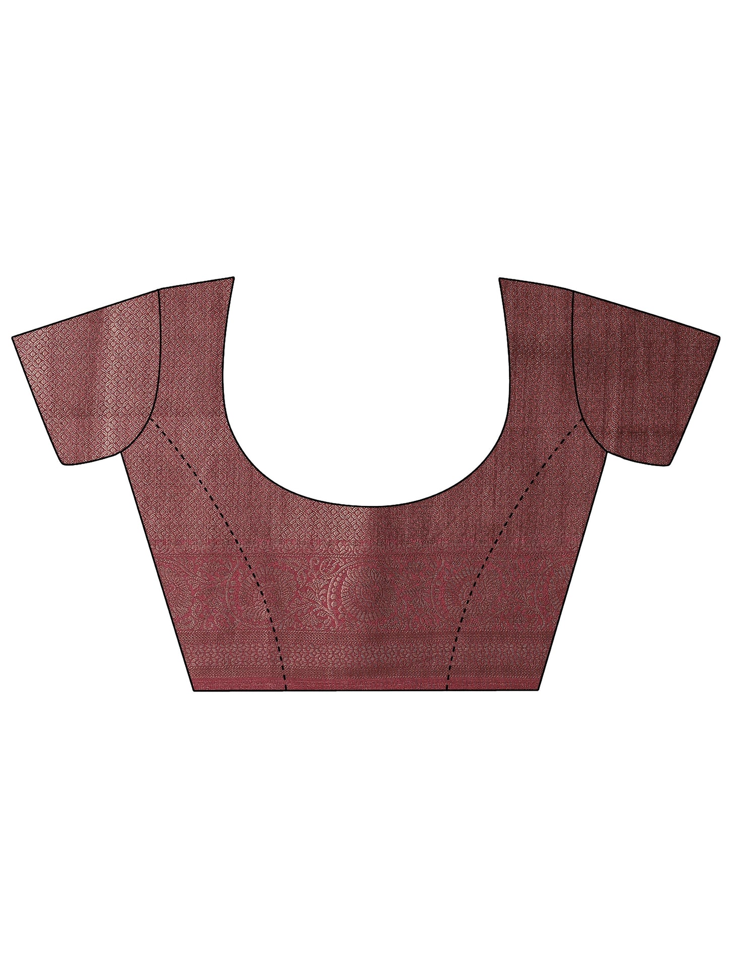 Brown Printed Silk Blend Saree With Unstitched Blouse Piece