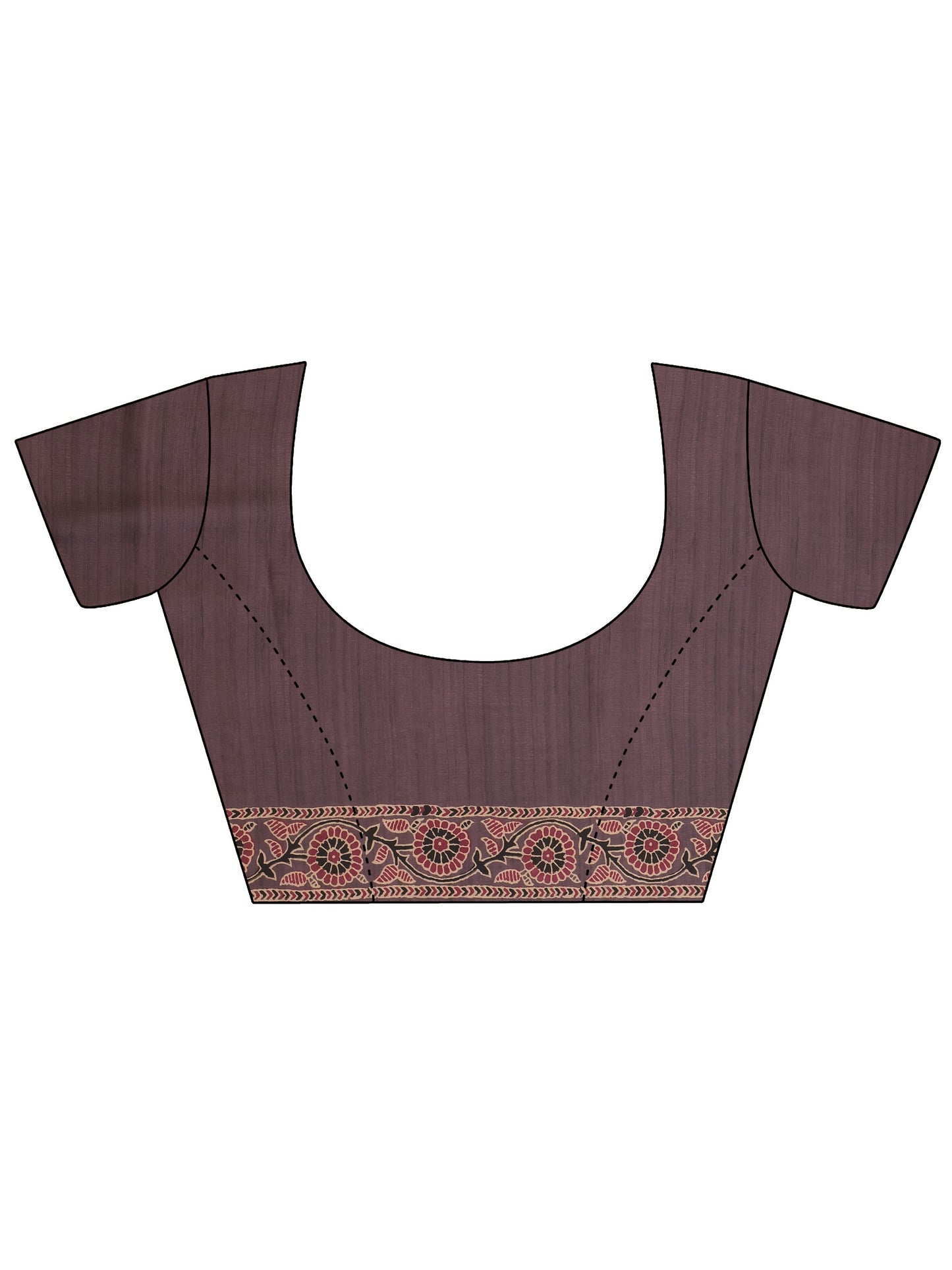 Purple Printed Satin Saree With Unstitched Blouse Piece