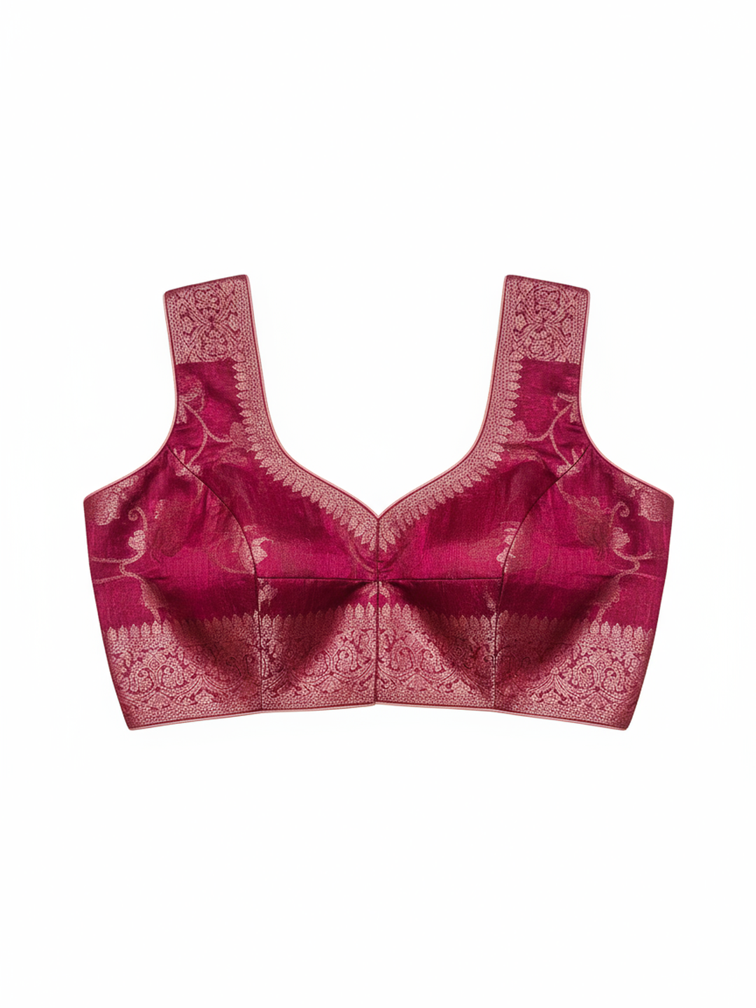 Maroon Printed Silk Blend Saree With Unstitched Blouse Piece