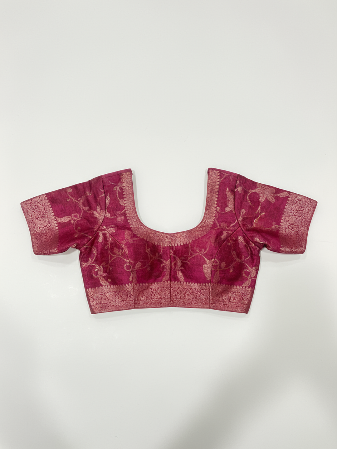 Maroon Printed Silk Blend Saree With Unstitched Blouse Piece