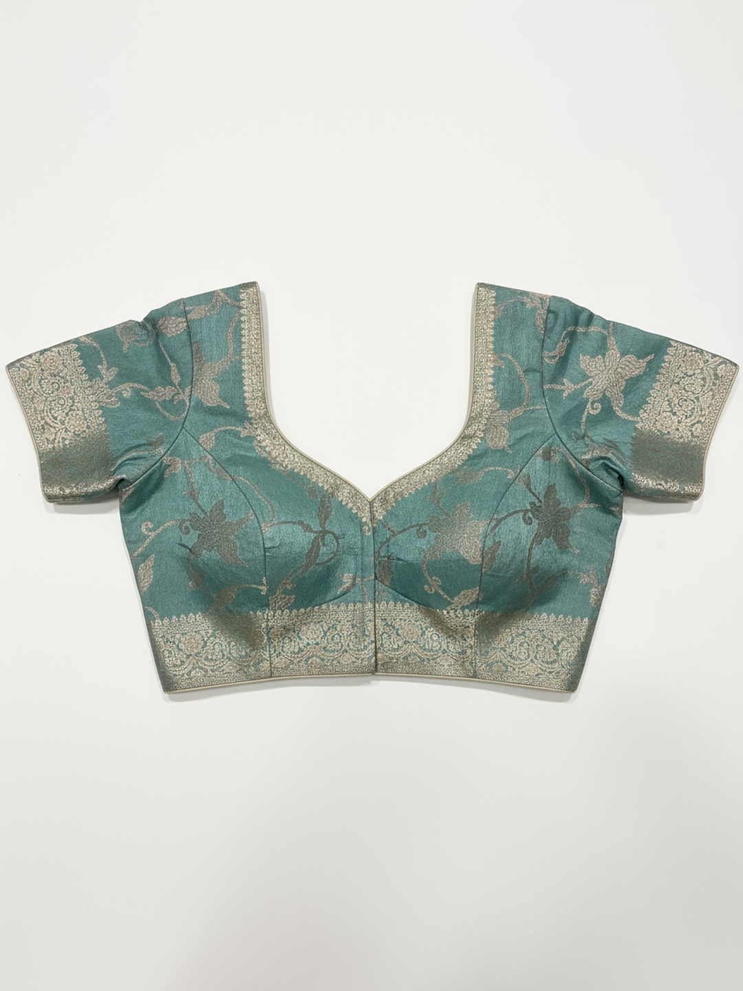 Beige Printed Silk Blend Saree With Unstitched Blouse Piece