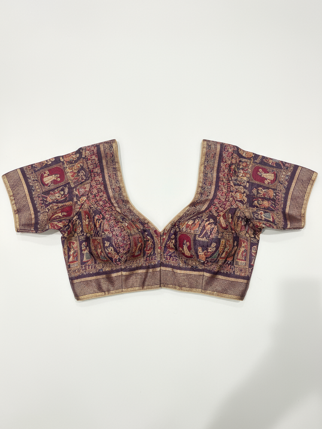 Purple Printed Pure Georgette Saree With Unstitched Blouse Piece