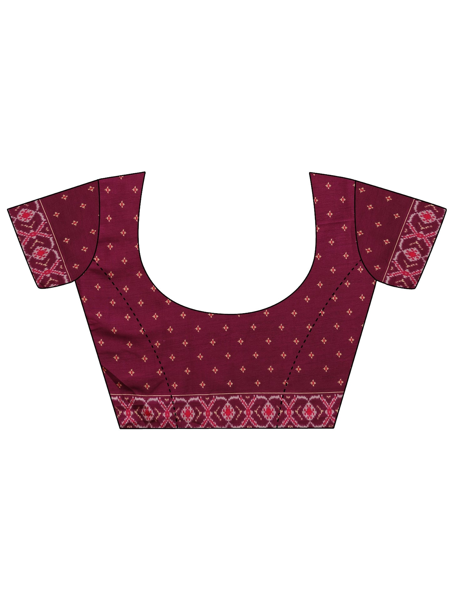 Magenta Printed Silk Blend Saree With Unstitched Blouse Piece