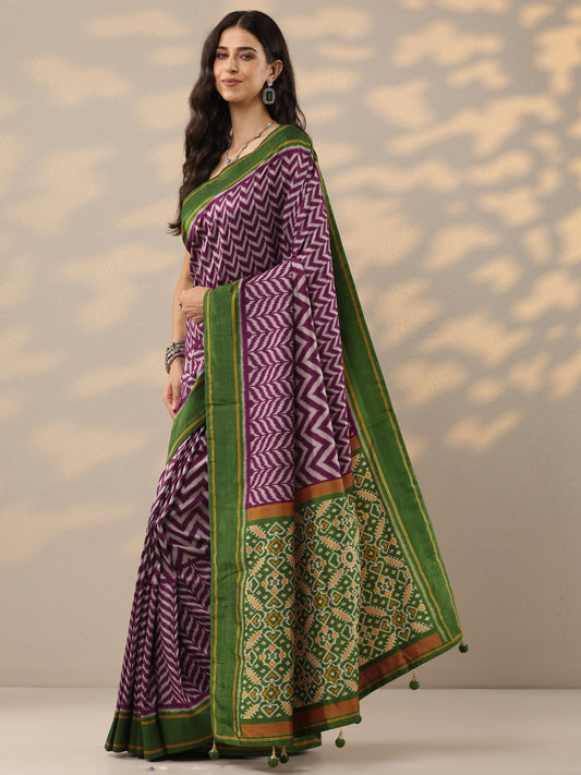 Pink Leheriya Printed Silk Blend Saree With Unstitched Blouse Piece