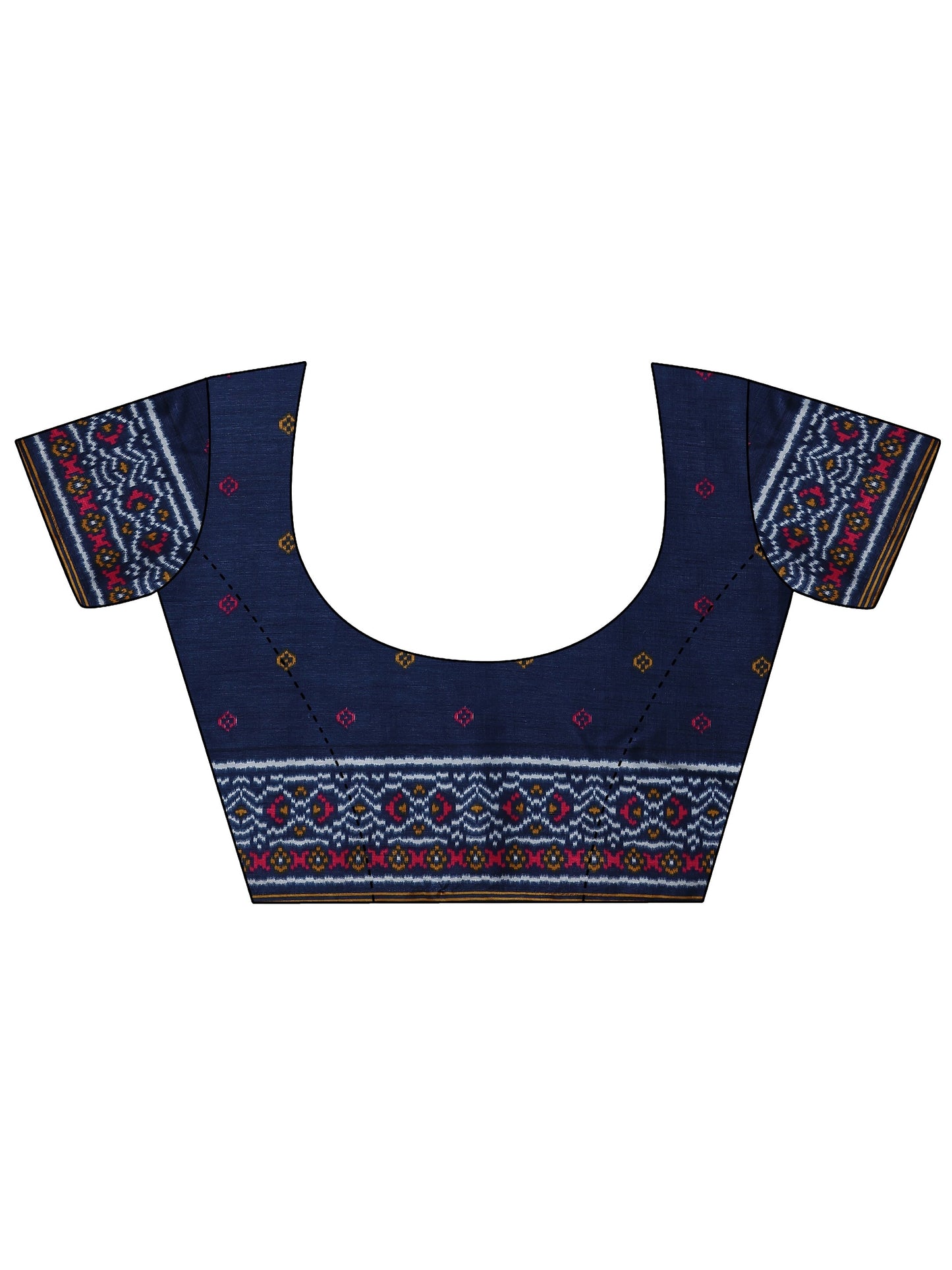 Blue Printed Silk Blend Saree With Unstitched Blouse Piece