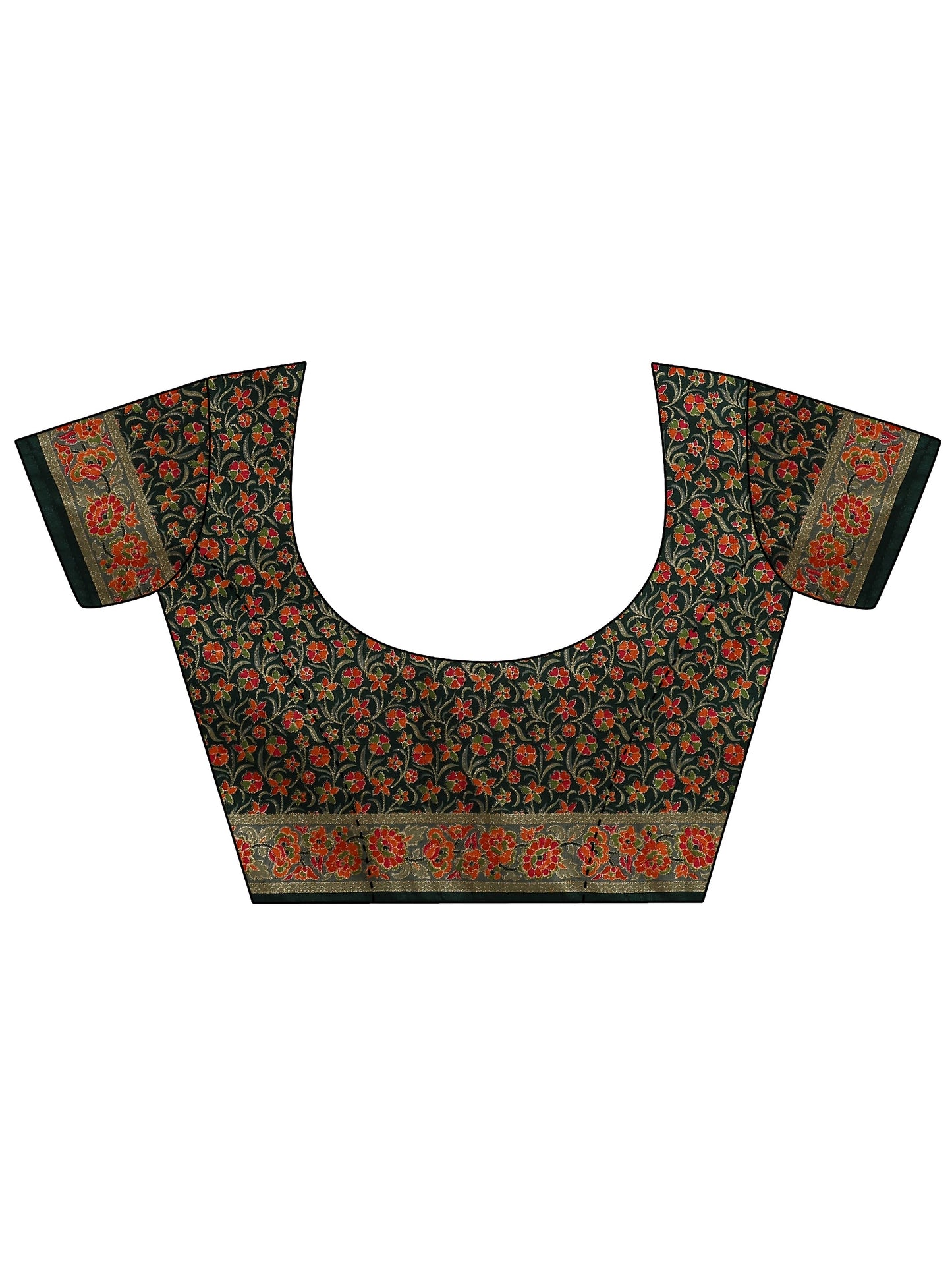 Green Solid Silk Blend Saree With Unstitched Blouse Piece