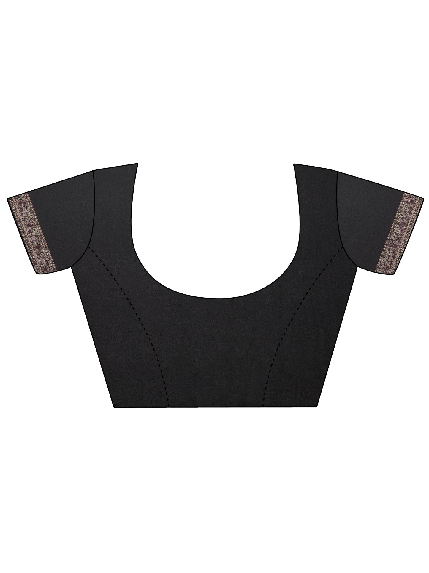 Black Printed Silk Blend Saree With Unstitched Blouse Piece