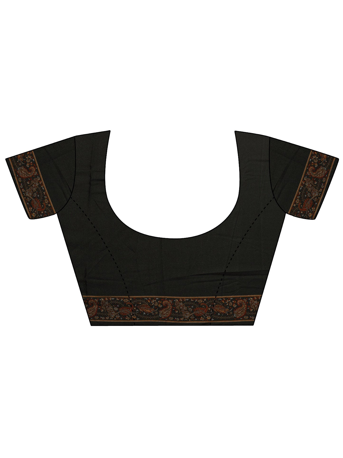 Black Printed Silk Blend Saree With Unstitched Blouse Piece