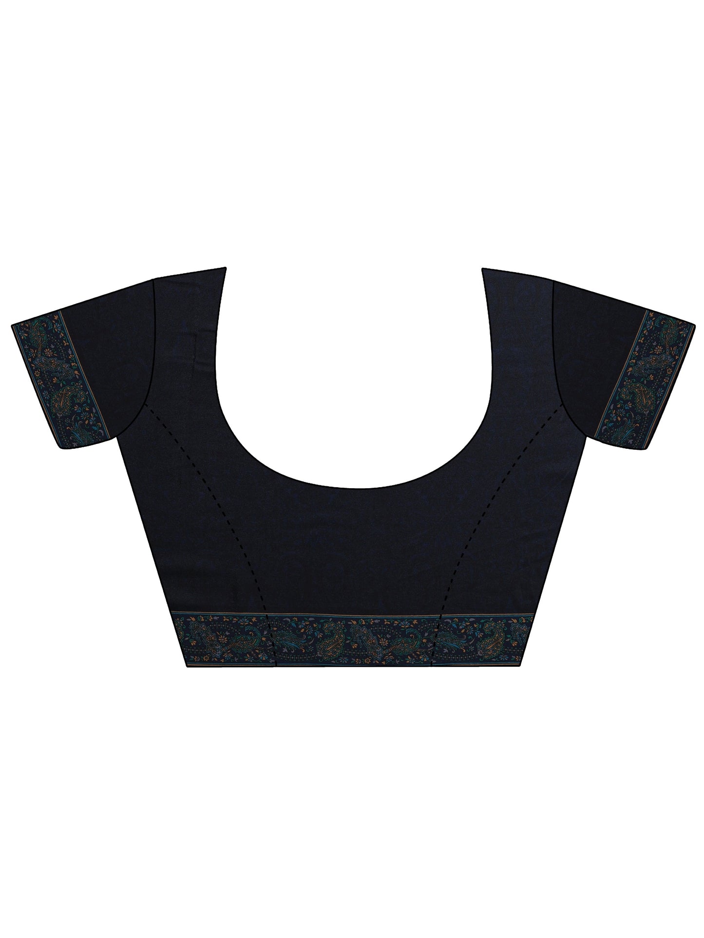 Blue Printed Silk Blend Saree With Unstitched Blouse Piece