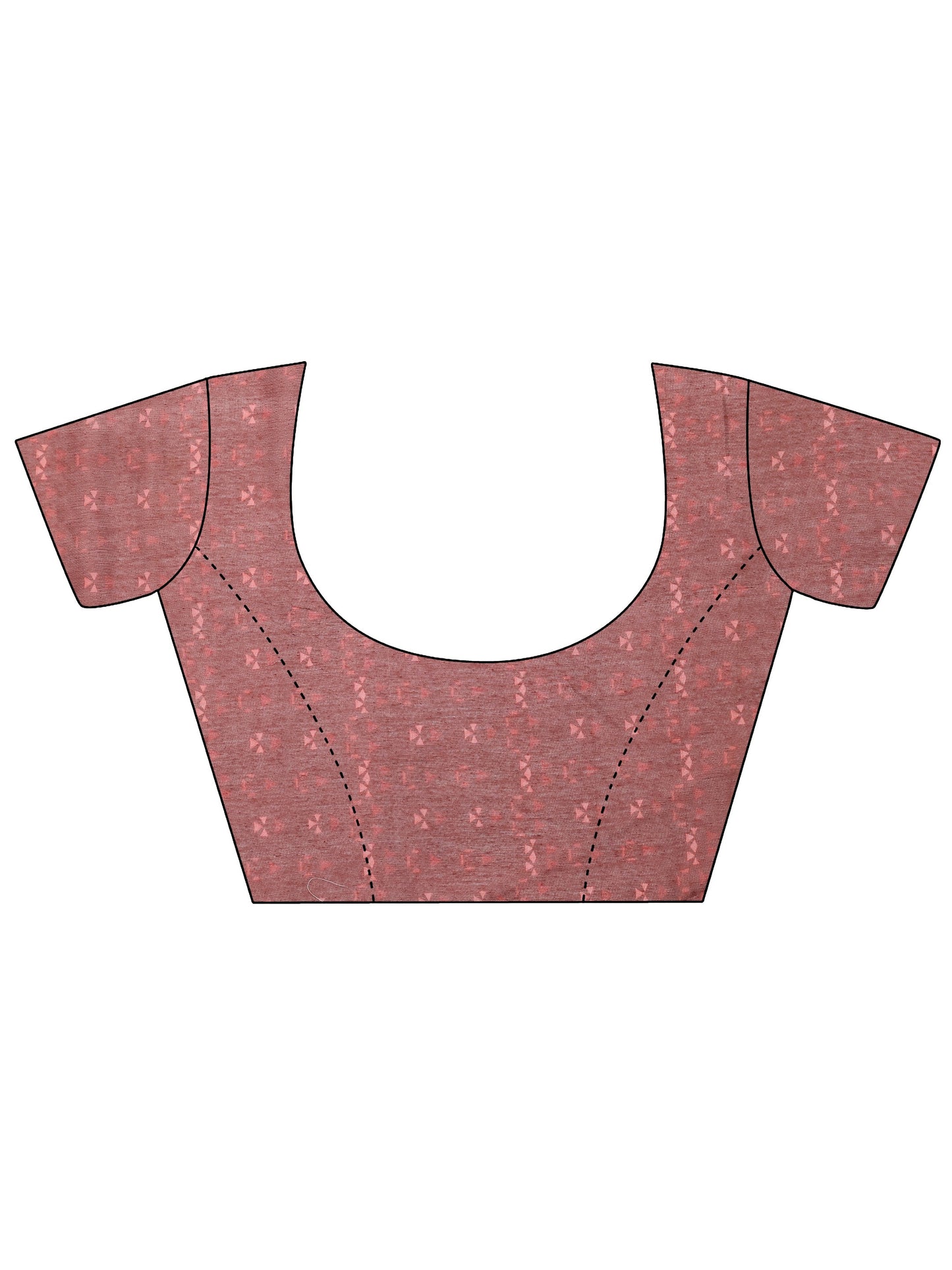 Brown Printed Silk Blend Saree With Unstitched Blouse Piece