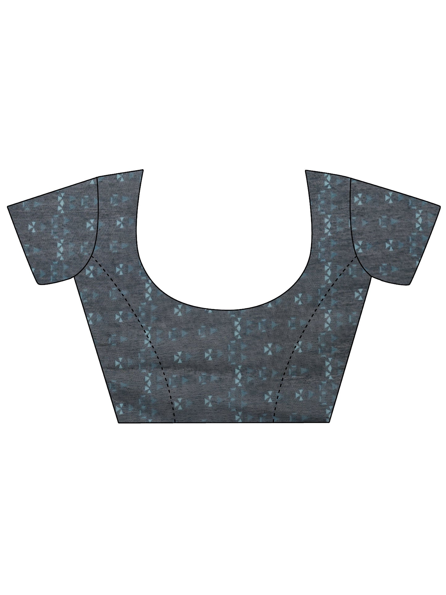 Navy Blue Printed Silk Blend Saree With Unstitched Blouse Piece