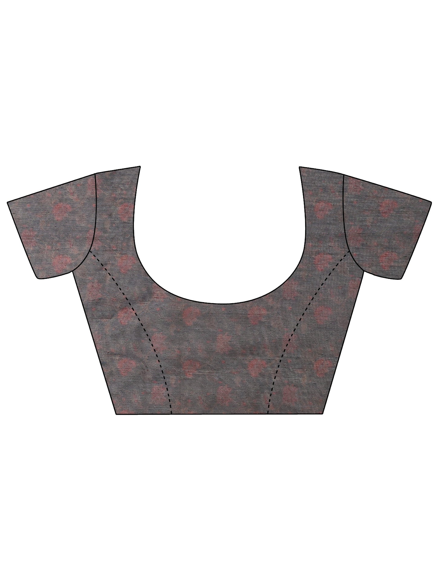 Grey Printed Silk Blend Saree With Unstitched Blouse Piece