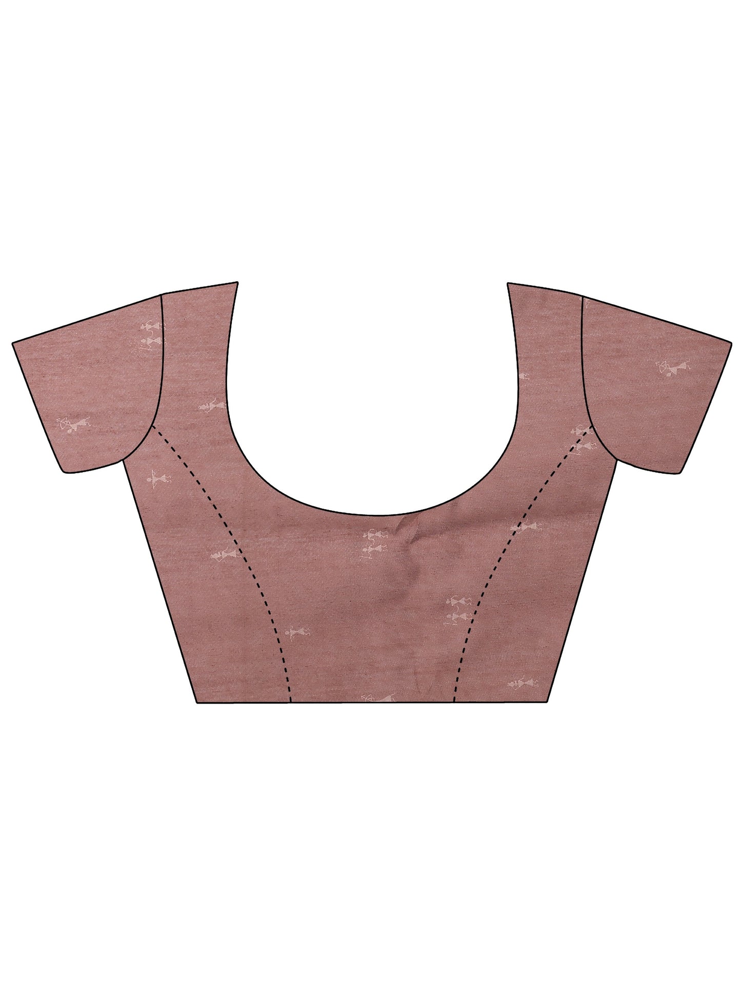 Brown Printed Silk Blend Saree With Unstitched Blouse Piece