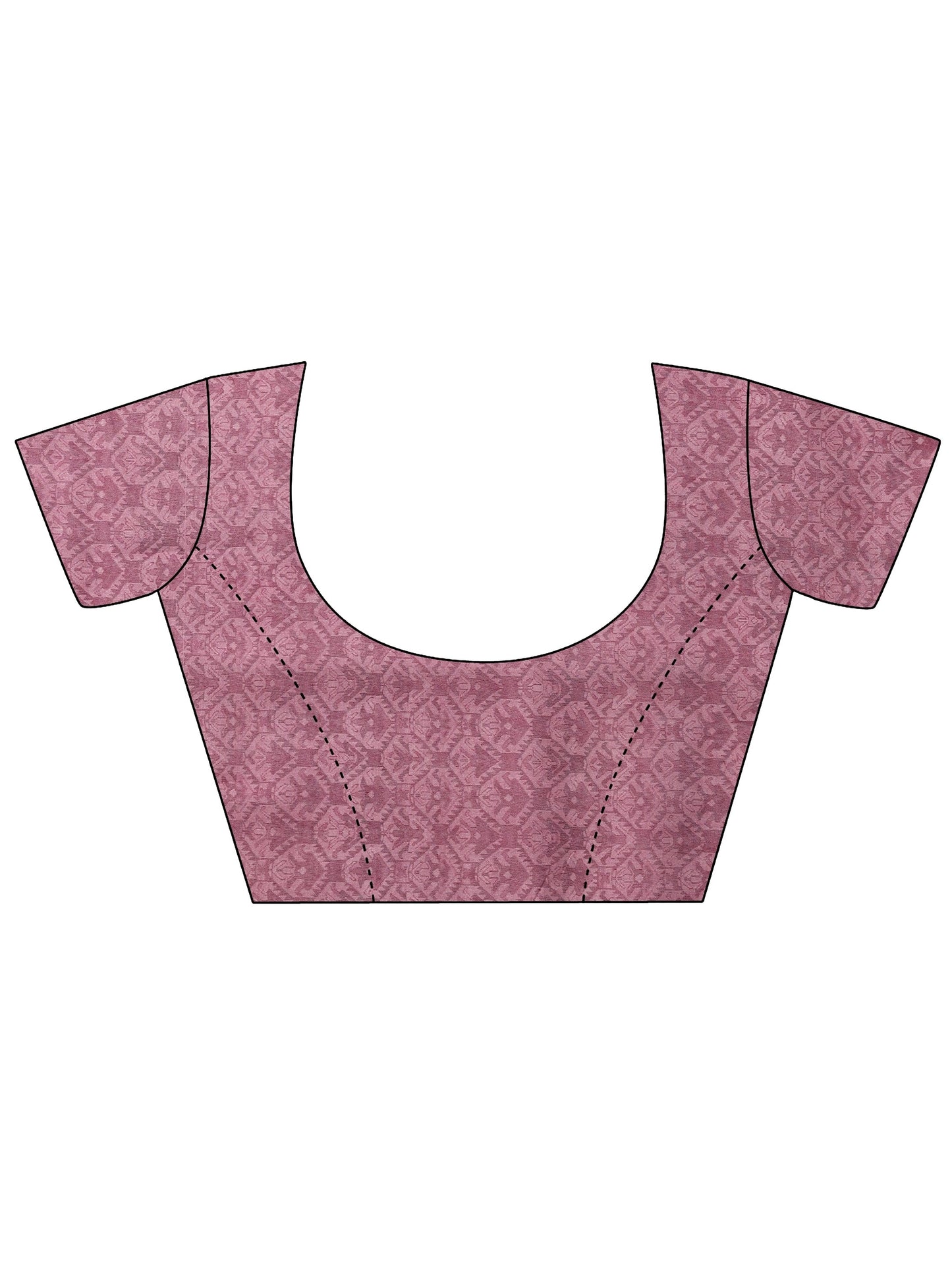 Pink Printed Silk Blend Saree With Unstitched Blouse Piece