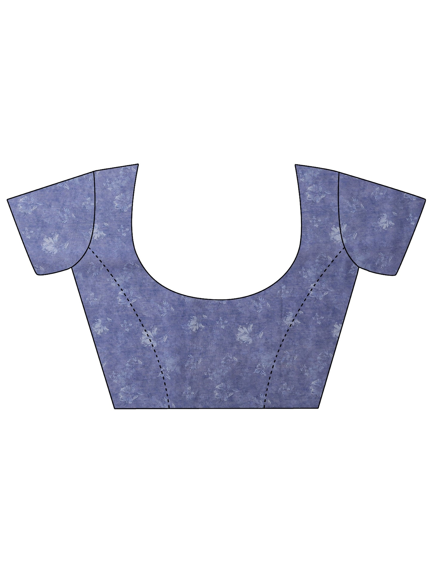 Blue Printed Silk Blend Saree With Unstitched Blouse Piece