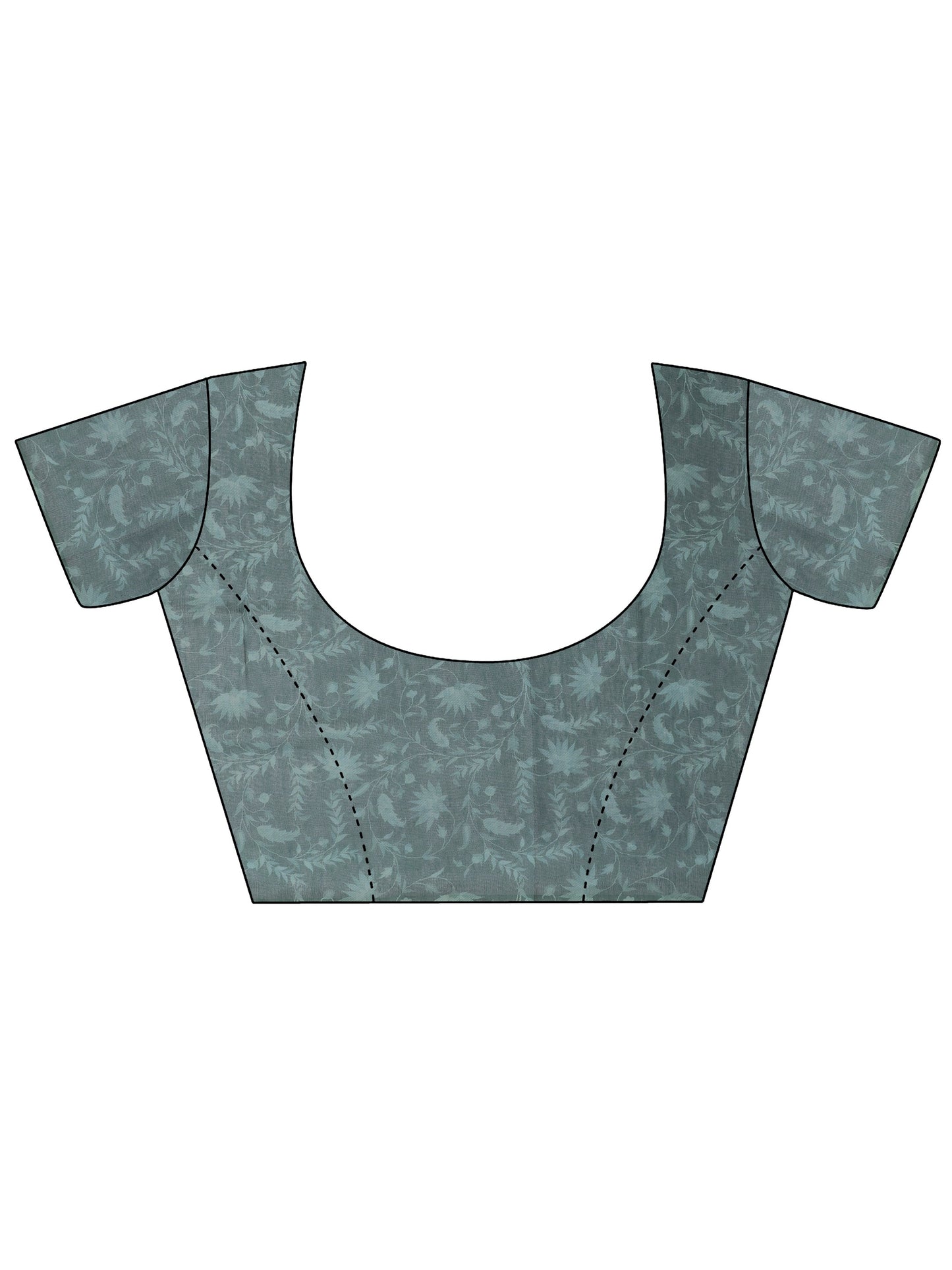 Blue Printed Silk Blend Saree With Unstitched Blouse Piece