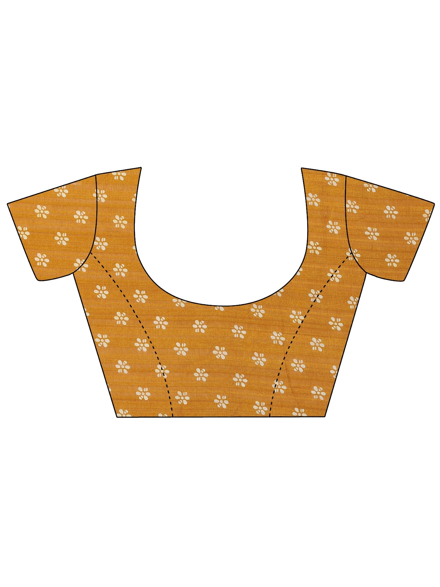 Mustard Printed Silk Blend Saree With Unstitched Blouse Piece