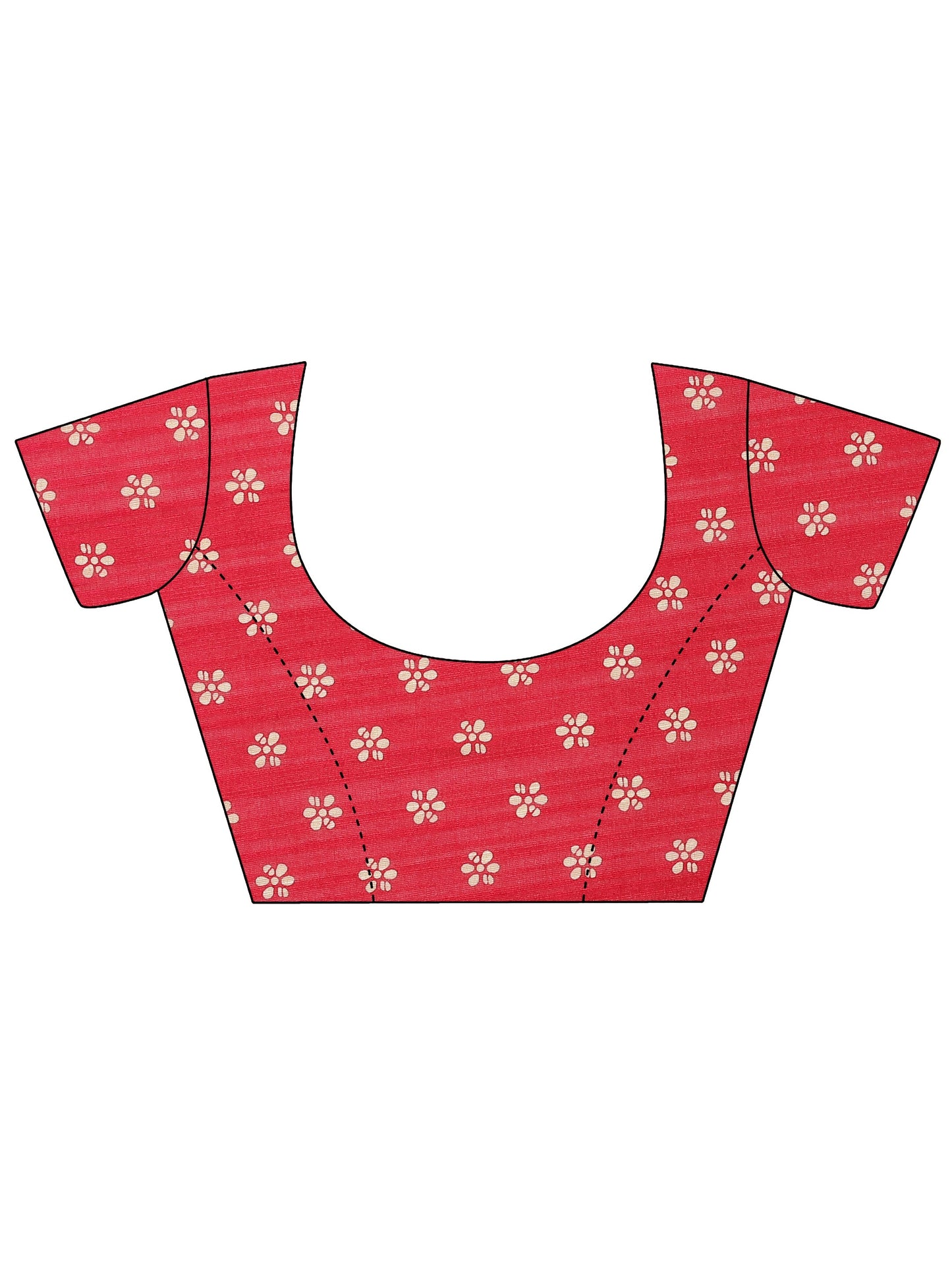 Pink Printed Silk Blend Saree With Unstitched Blouse Piece