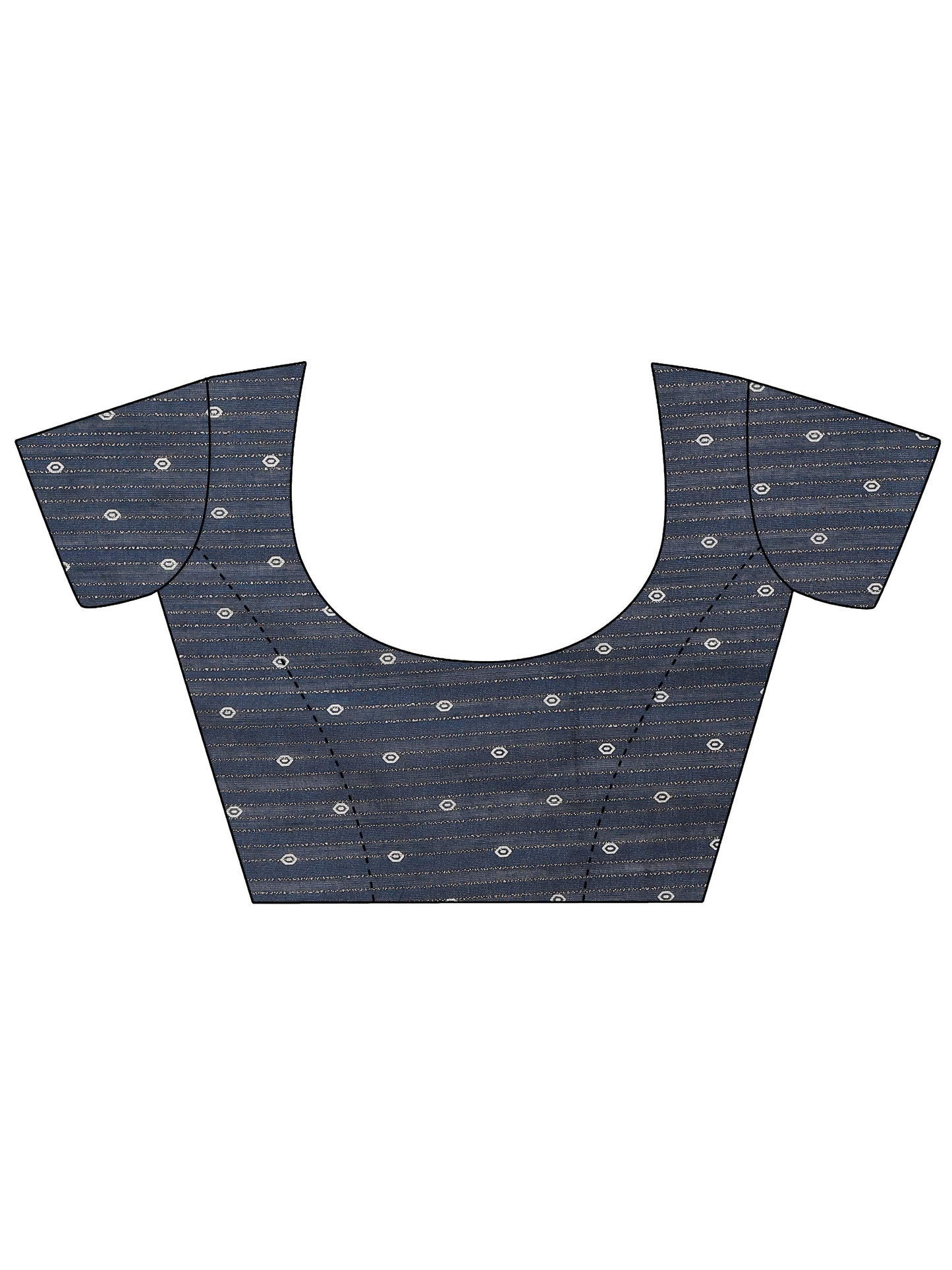 Navy Blue Printed Silk Blend Saree With Unstitched Blouse Piece