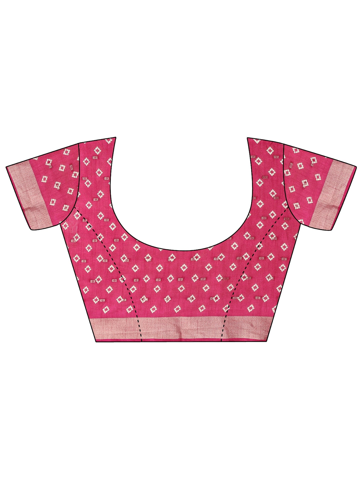 Magenta Printed Silk Blend Saree With Unstitched Blouse Piece