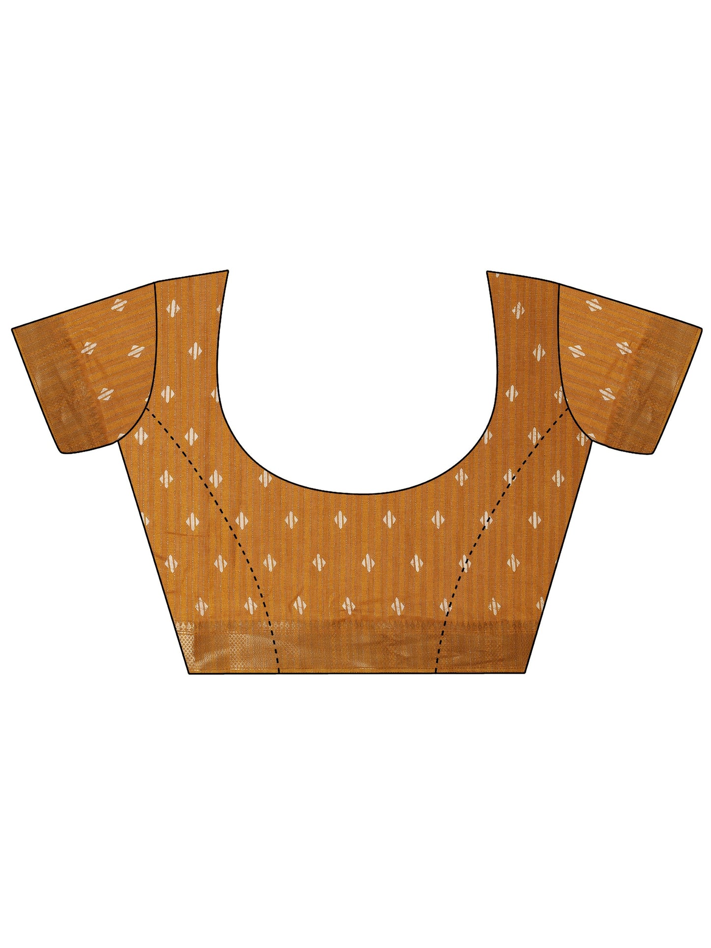 Mustard Printed Silk Blend Saree With Unstitched Blouse Piece