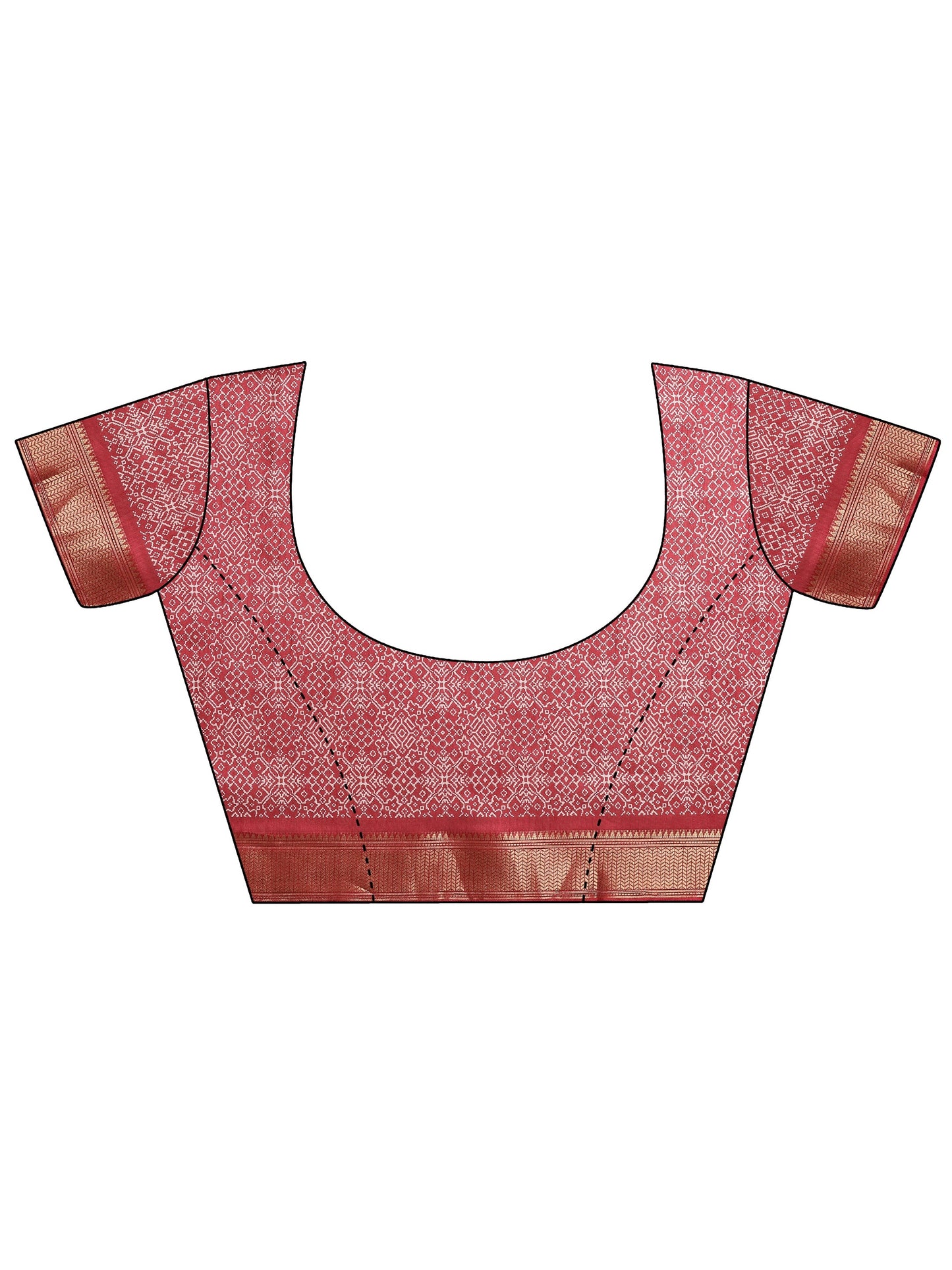 Pink Printed Silk Blend Saree With Unstitched Blouse Piece